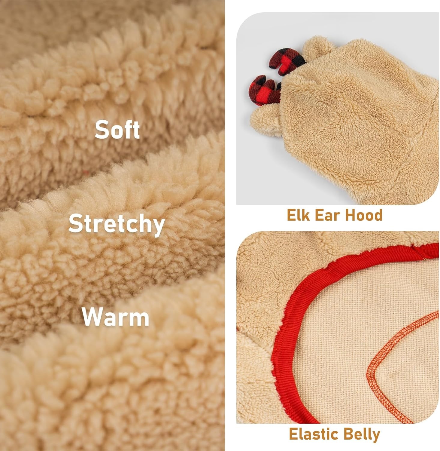 image:imageKYEESE Dog Christmas Pajamas with Reindeer Antler Hood Warm and Cozy Dog Pjs for Small Dogs Red Buffalo Check Holiday Pet Onesie Soft Winter Sleepwear Medium01 Christmas Reindeer