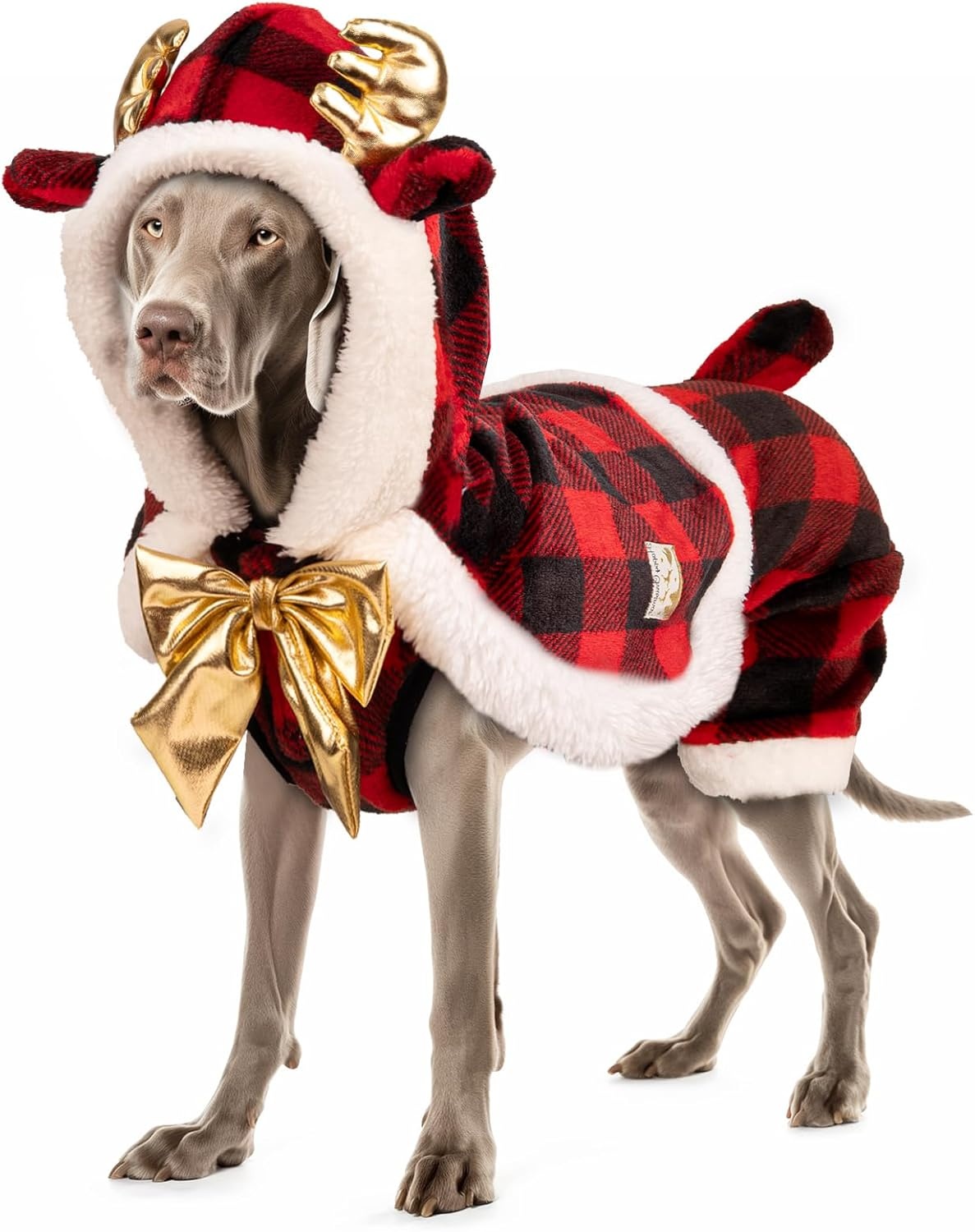 image:imageKYEESE Dog Christmas Pajamas with Reindeer Antler Hood Warm and Cozy Dog Pjs for Small Dogs Red Buffalo Check Holiday Pet Onesie Soft Winter Sleepwear Medium02 Christmas Deer