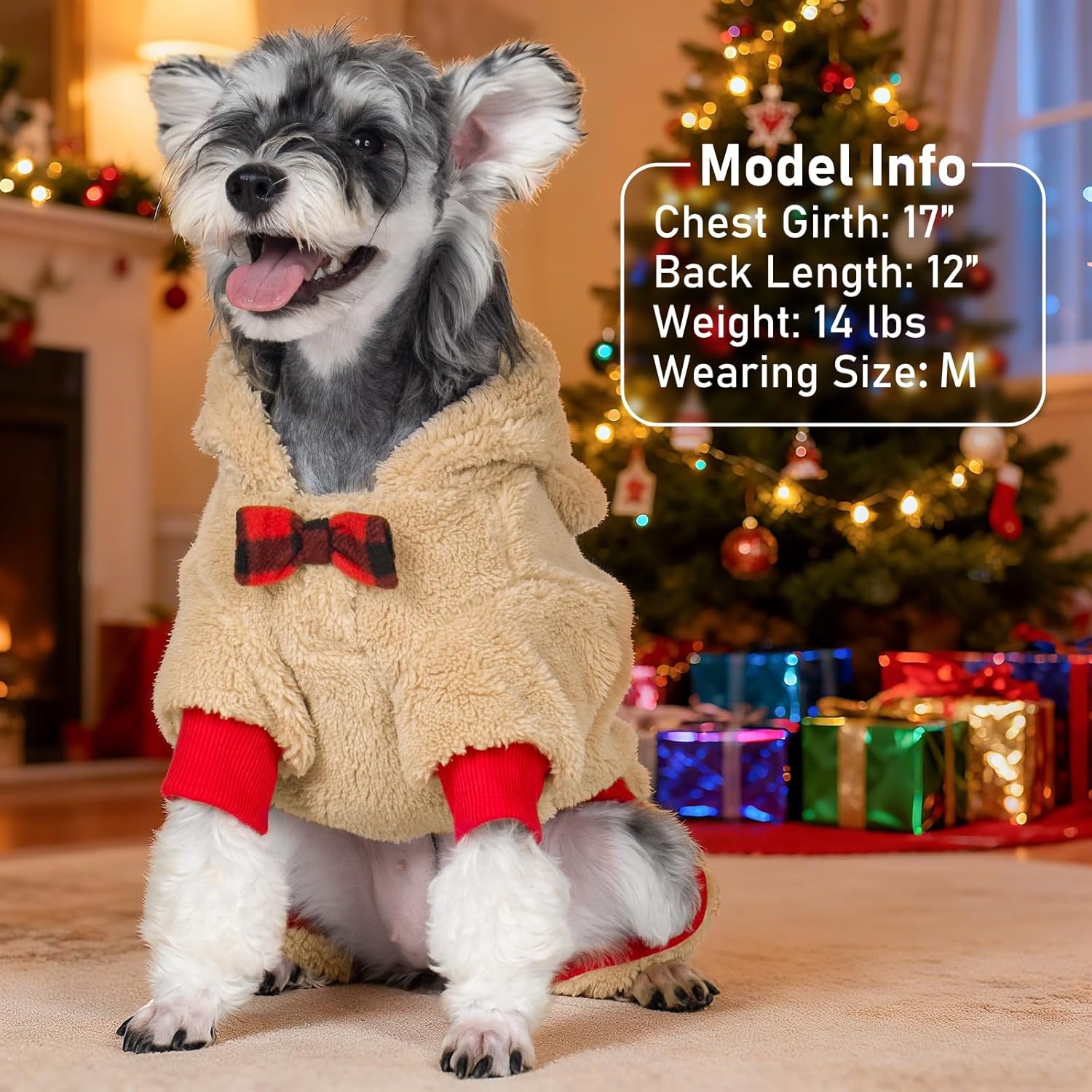image:imageKYEESE Dog Christmas Pajamas with Reindeer Antler Hood Warm and Cozy Dog Pjs for Small Dogs Red Buffalo Check Holiday Pet Onesie Soft Winter Sleepwear Medium01 Christmas Reindeer