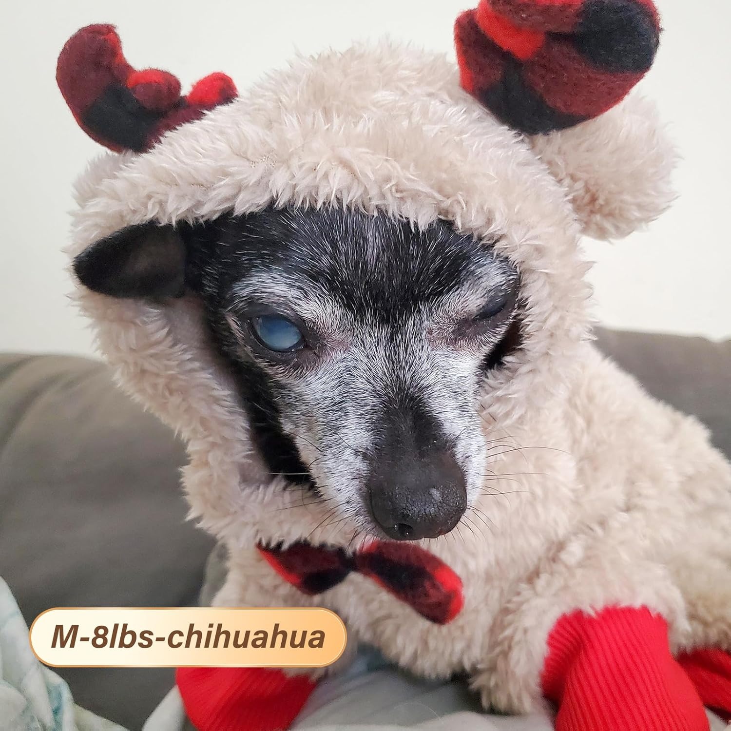 image:imageKYEESE Dog Christmas Pajamas with Reindeer Antler Hood Warm and Cozy Dog Pjs for Small Dogs Red Buffalo Check Holiday Pet Onesie Soft Winter Sleepwear Medium01 Christmas Reindeer