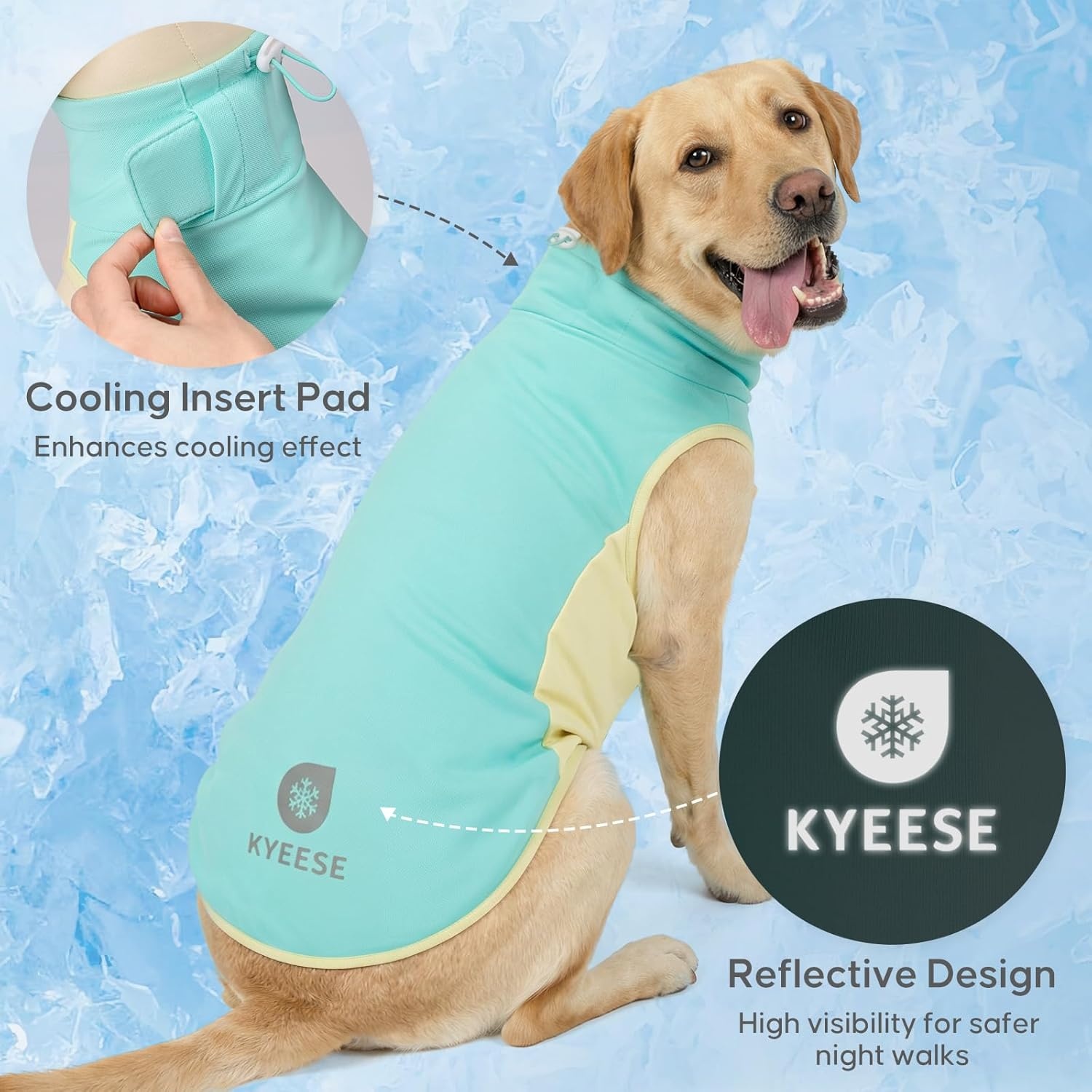 image:imageKYEESE Dog Cooling Vest Breathable Dog T Shirt for Small Dogs Girl Soft Sun Protection Reflective Tank Top with Cooling Insert Pad Lightweight Sleeveless Summer Dogs Clothes Pink LBlue