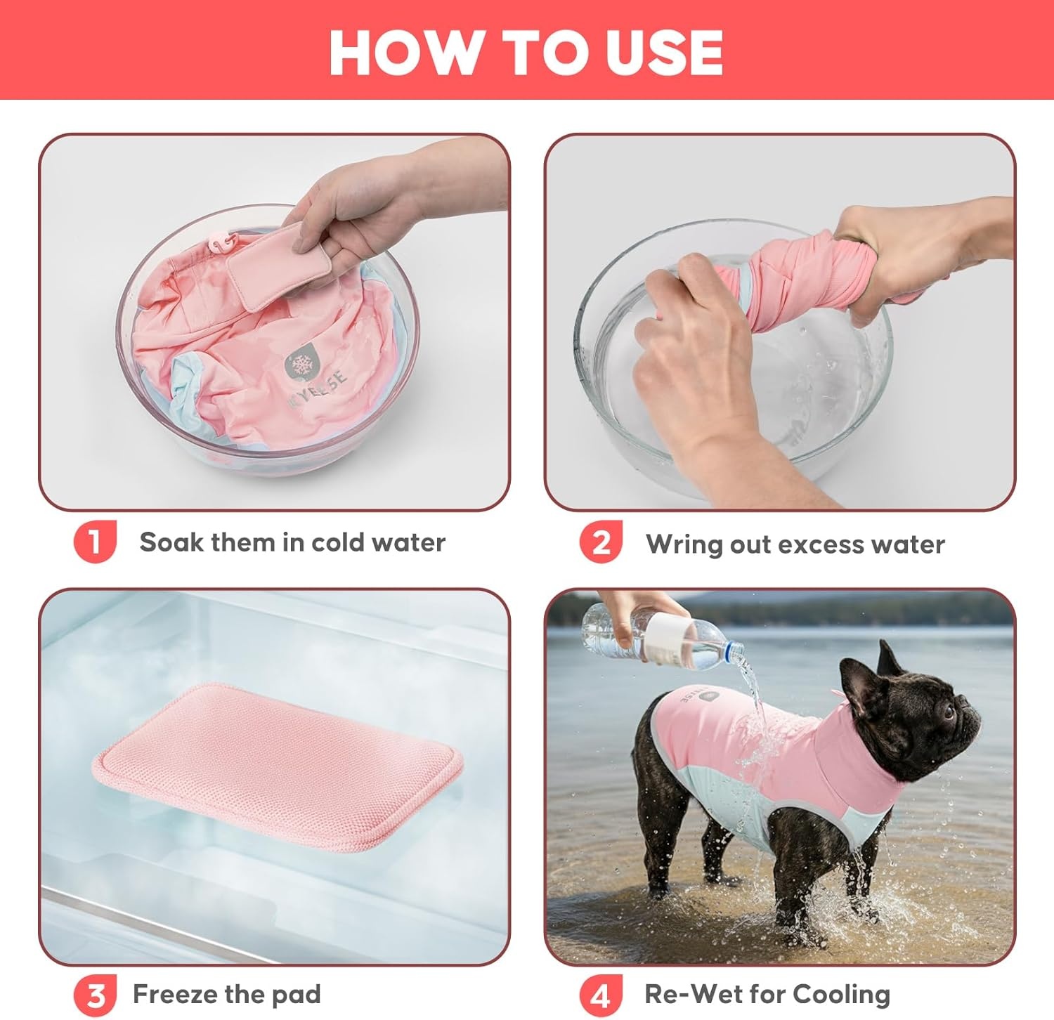 image:imageKYEESE Dog Cooling Vest Breathable Dog T Shirt for Small Dogs Girl Soft Sun Protection Reflective Tank Top with Cooling Insert Pad Lightweight Sleeveless Summer Dogs Clothes Pink LPink