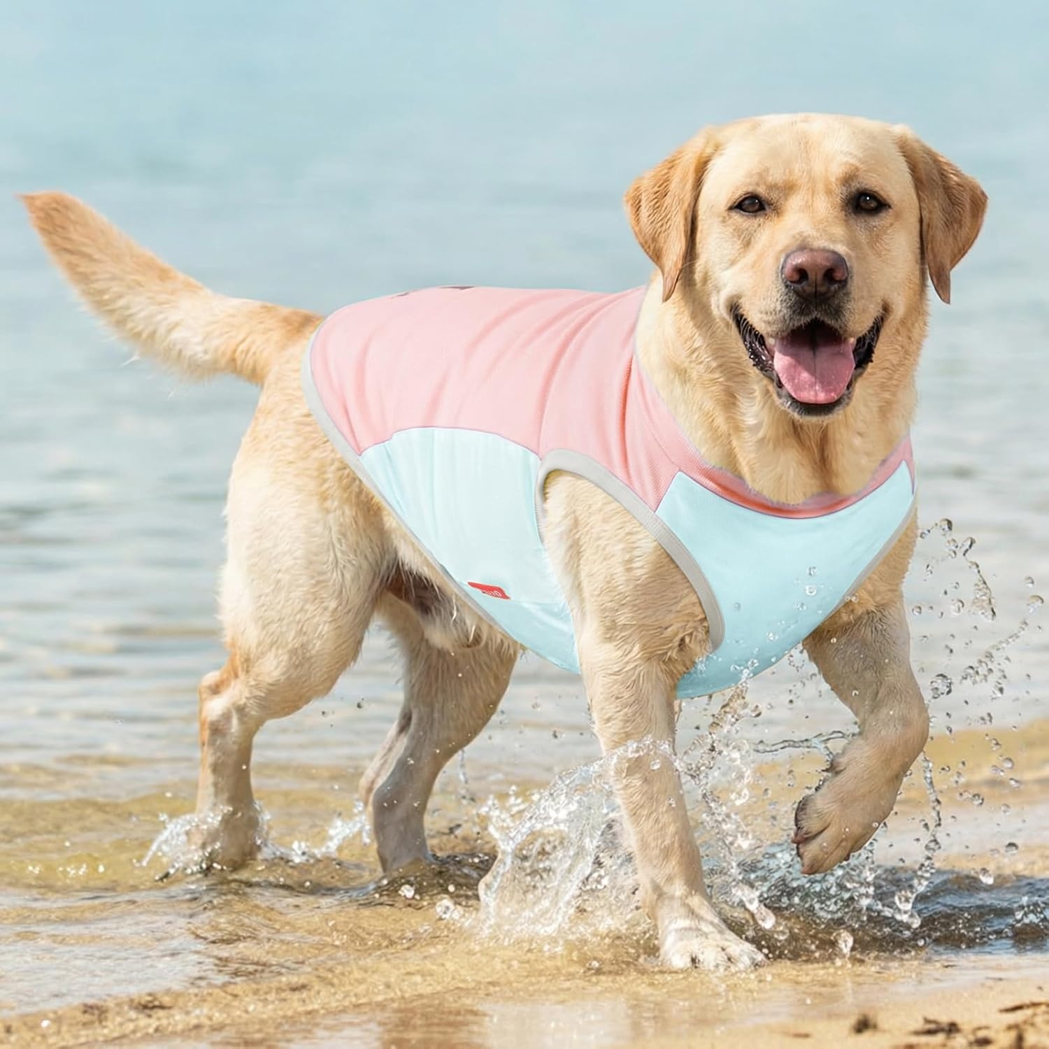 image:imageKYEESE Dog Cooling Vest Breathable Dog T Shirt for Small Dogs Girl Soft Sun Protection Reflective Tank Top with Cooling Insert Pad Lightweight Sleeveless Summer Dogs Clothes Pink LPink