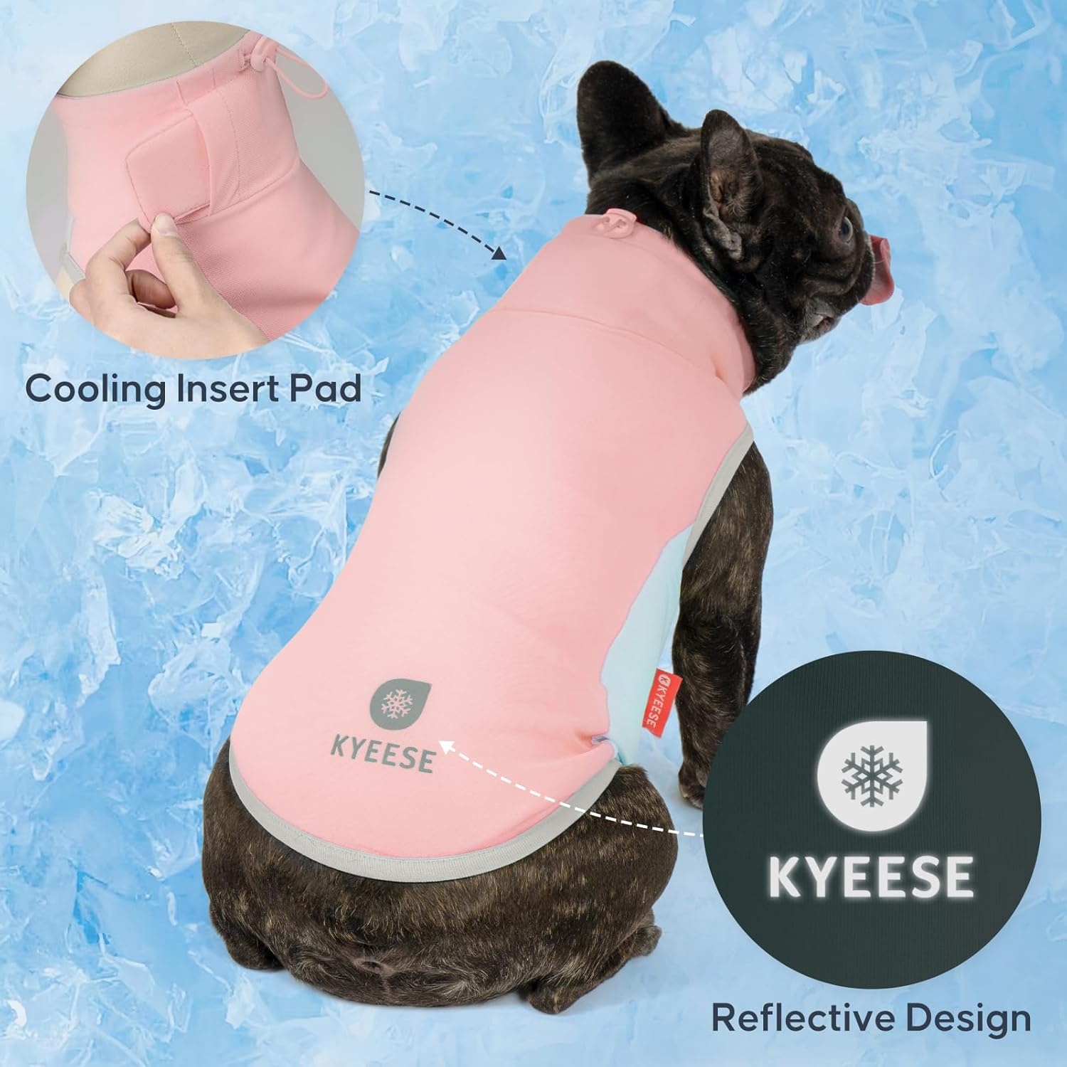 image:imageKYEESE Dog Cooling Vest Breathable Dog T Shirt for Small Dogs Girl Soft Sun Protection Reflective Tank Top with Cooling Insert Pad Lightweight Sleeveless Summer Dogs Clothes Pink LPink