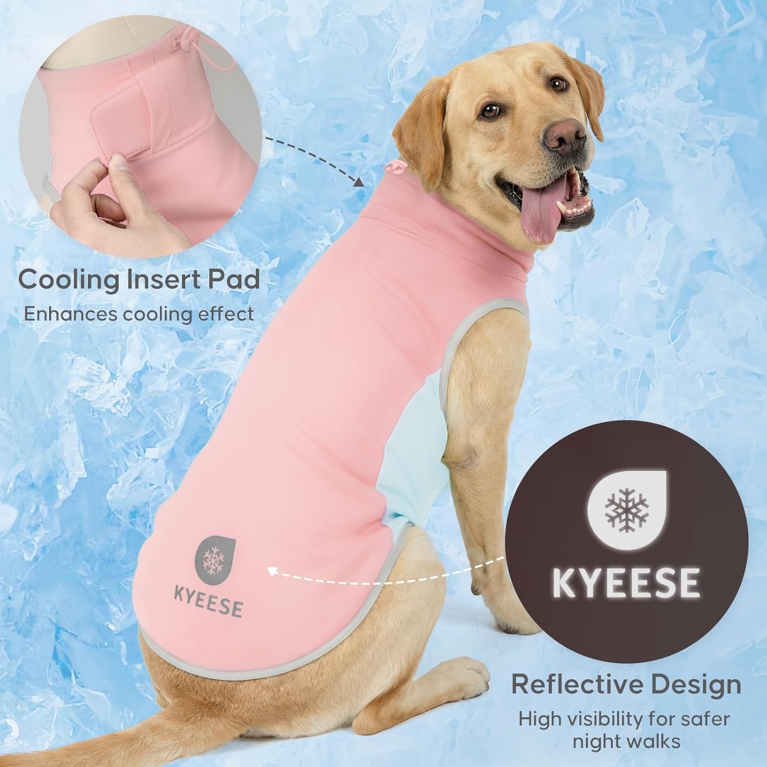 image:imageKYEESE Dog Cooling Vest Breathable Dog T Shirt for Small Dogs Girl Soft Sun Protection Reflective Tank Top with Cooling Insert Pad Lightweight Sleeveless Summer Dogs Clothes Pink LPink