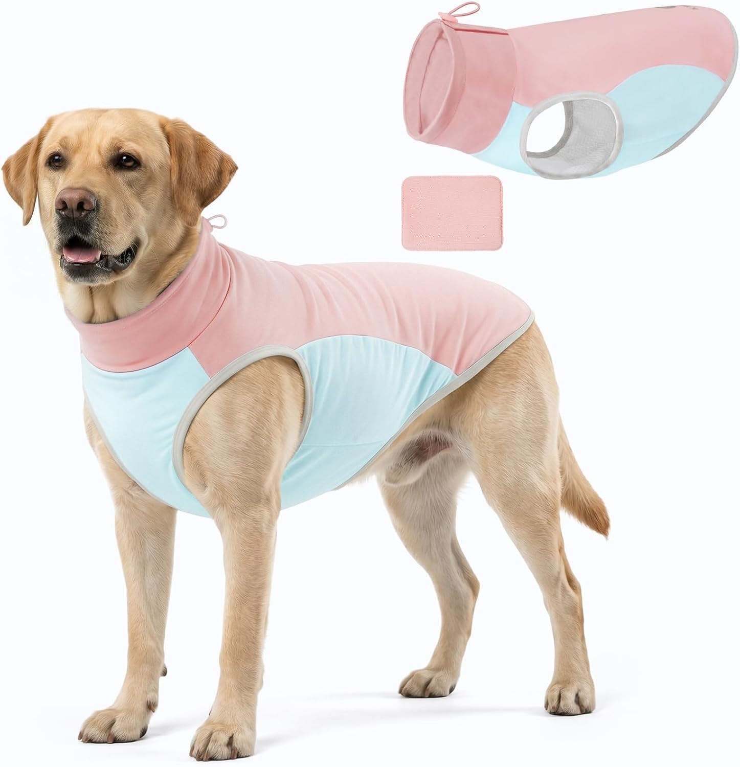 image:imageKYEESE Dog Cooling Vest Breathable Dog T Shirt for Small Dogs Girl Soft Sun Protection Reflective Tank Top with Cooling Insert Pad Lightweight Sleeveless Summer Dogs Clothes Pink LPink