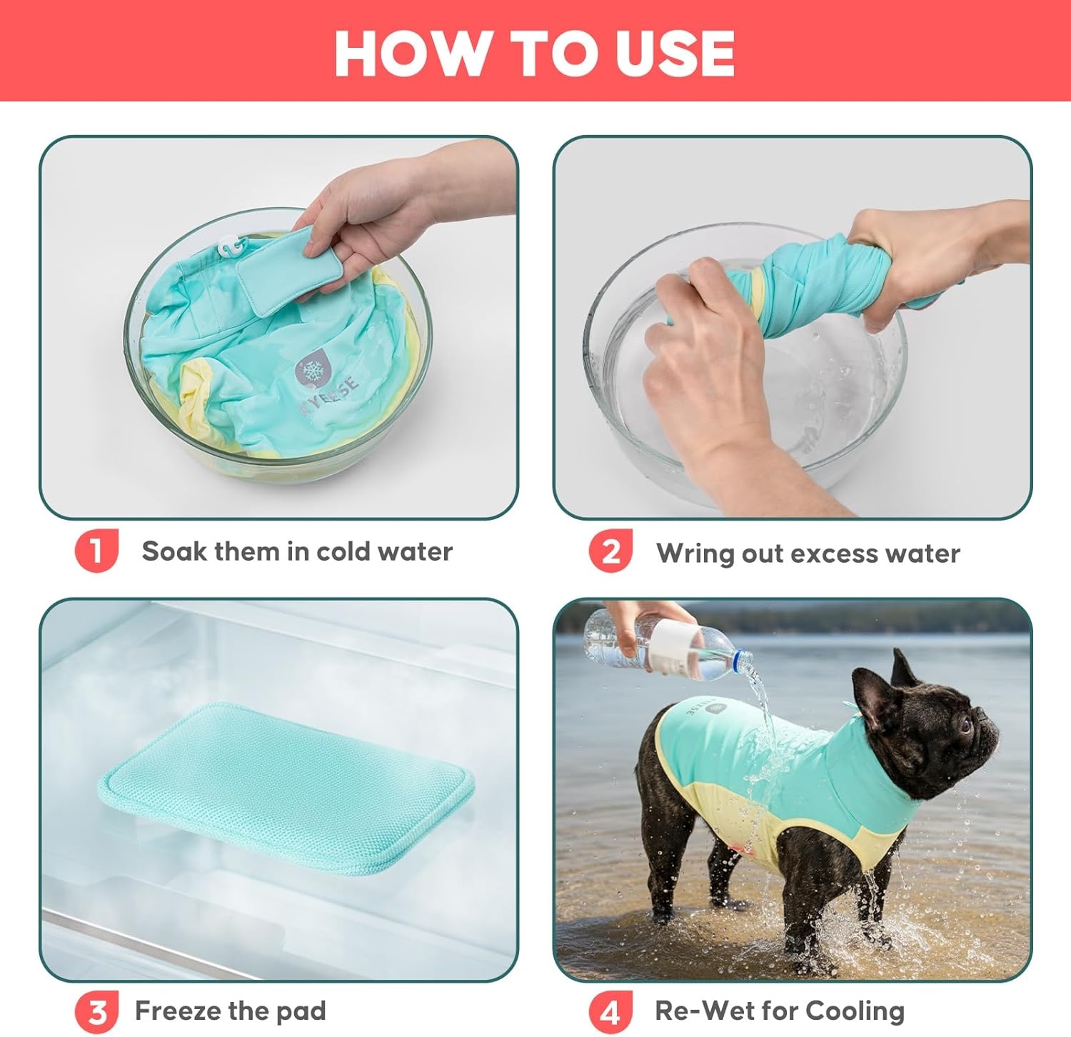 image:imageKYEESE Dog Cooling Vest Breathable Dog T Shirt for Small Dogs Girl Soft Sun Protection Reflective Tank Top with Cooling Insert Pad Lightweight Sleeveless Summer Dogs Clothes Pink LBlue