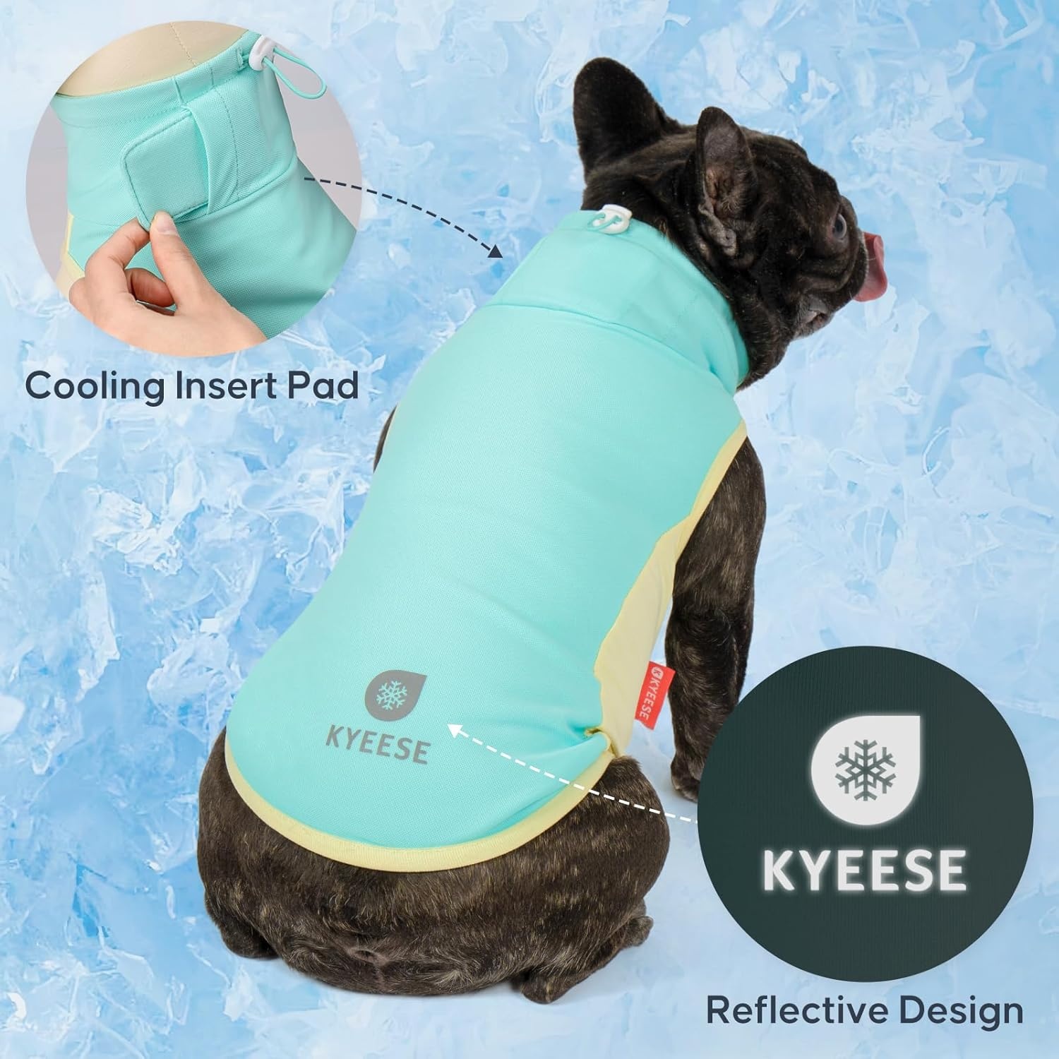 image:imageKYEESE Dog Cooling Vest Breathable Dog T Shirt for Small Dogs Girl Soft Sun Protection Reflective Tank Top with Cooling Insert Pad Lightweight Sleeveless Summer Dogs Clothes Pink LBlue