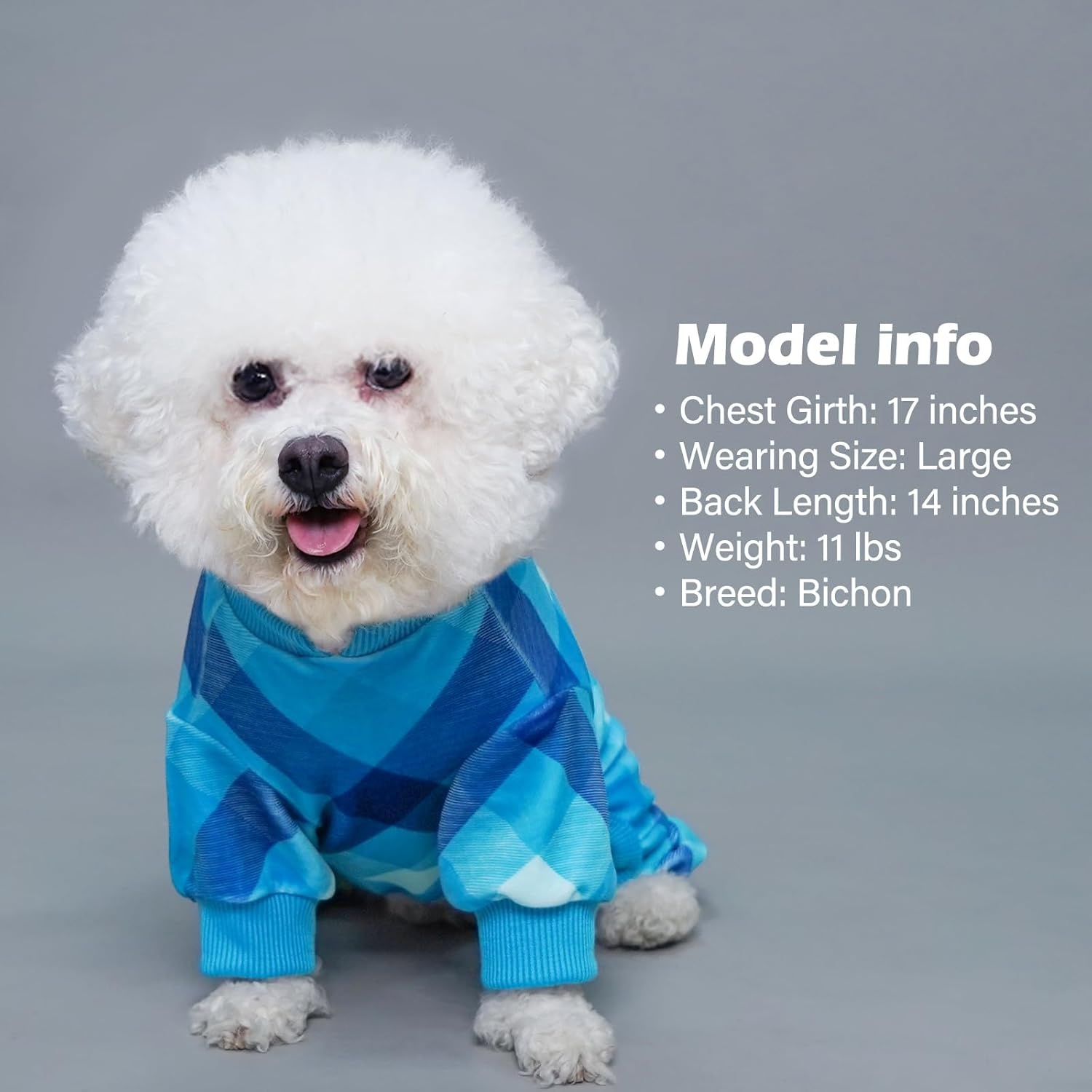 image:imageKYEESE Dog Pajamas Soft Dog Pajamas for Small Dogs Comfy Pet Costume Warm 4 Legs Pet Jammies Velvet Pets Onesie Stretchy Dogs Clothes Red Buffalo Check Pet PjsMBlue