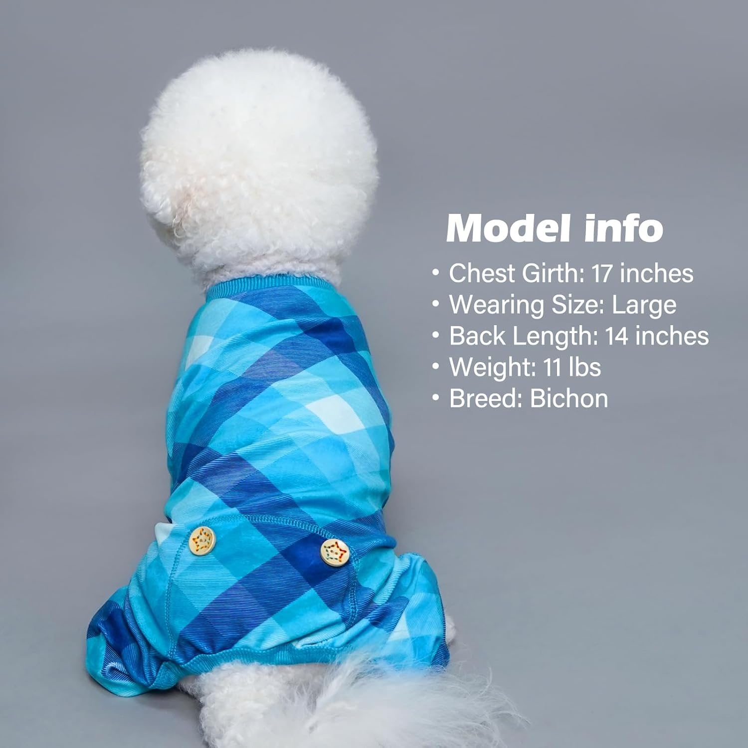 image:imageKYEESE Dog Pajamas Soft Dog Pajamas for Small Dogs Comfy Pet Costume Warm 4 Legs Pet Jammies Velvet Pets Onesie Stretchy Dogs Clothes Red Buffalo Check Pet PjsMBlue