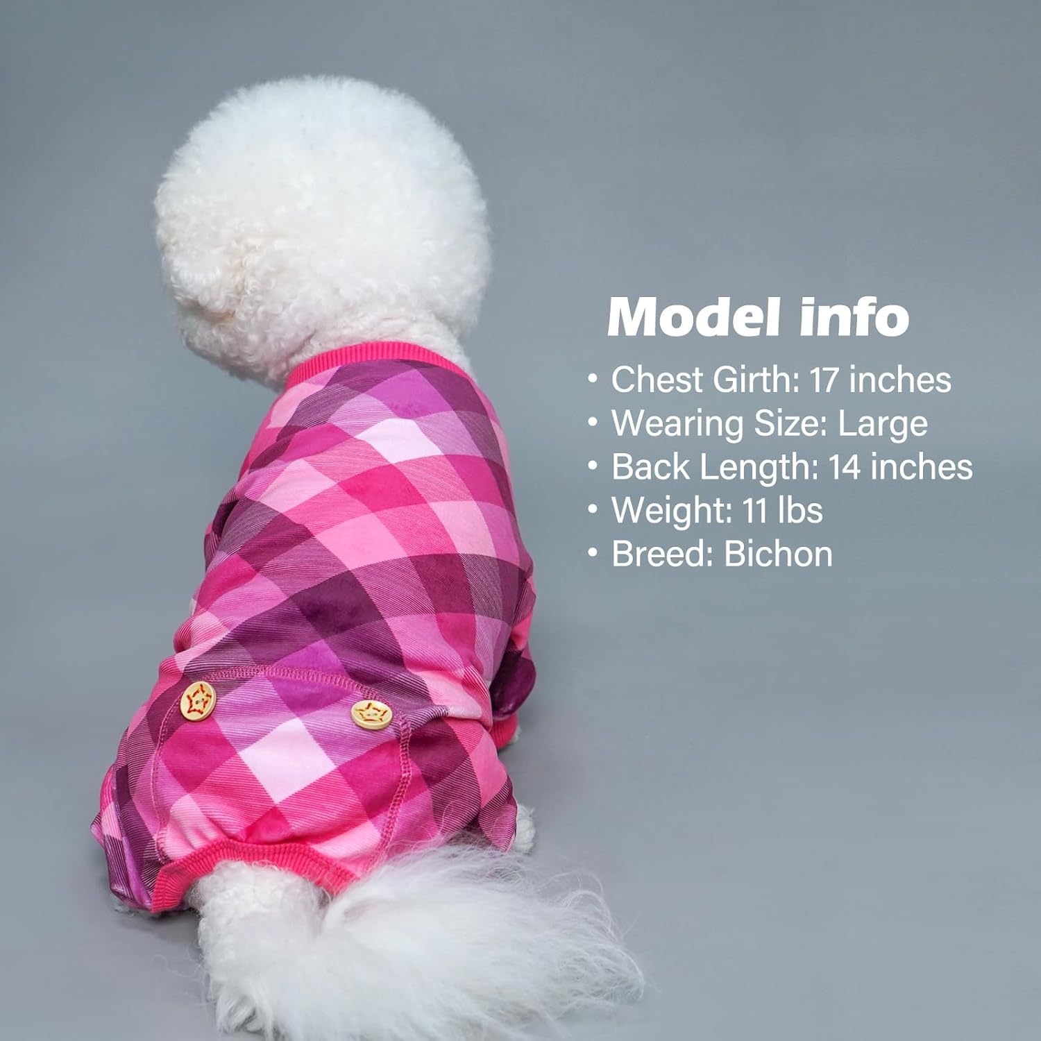 image:imageKYEESE Dog Pajamas Soft Dog Pajamas for Small Dogs Comfy Pet Costume Warm 4 Legs Pet Jammies Velvet Pets Onesie Stretchy Dogs Clothes Red Buffalo Check Pet PjsMPink