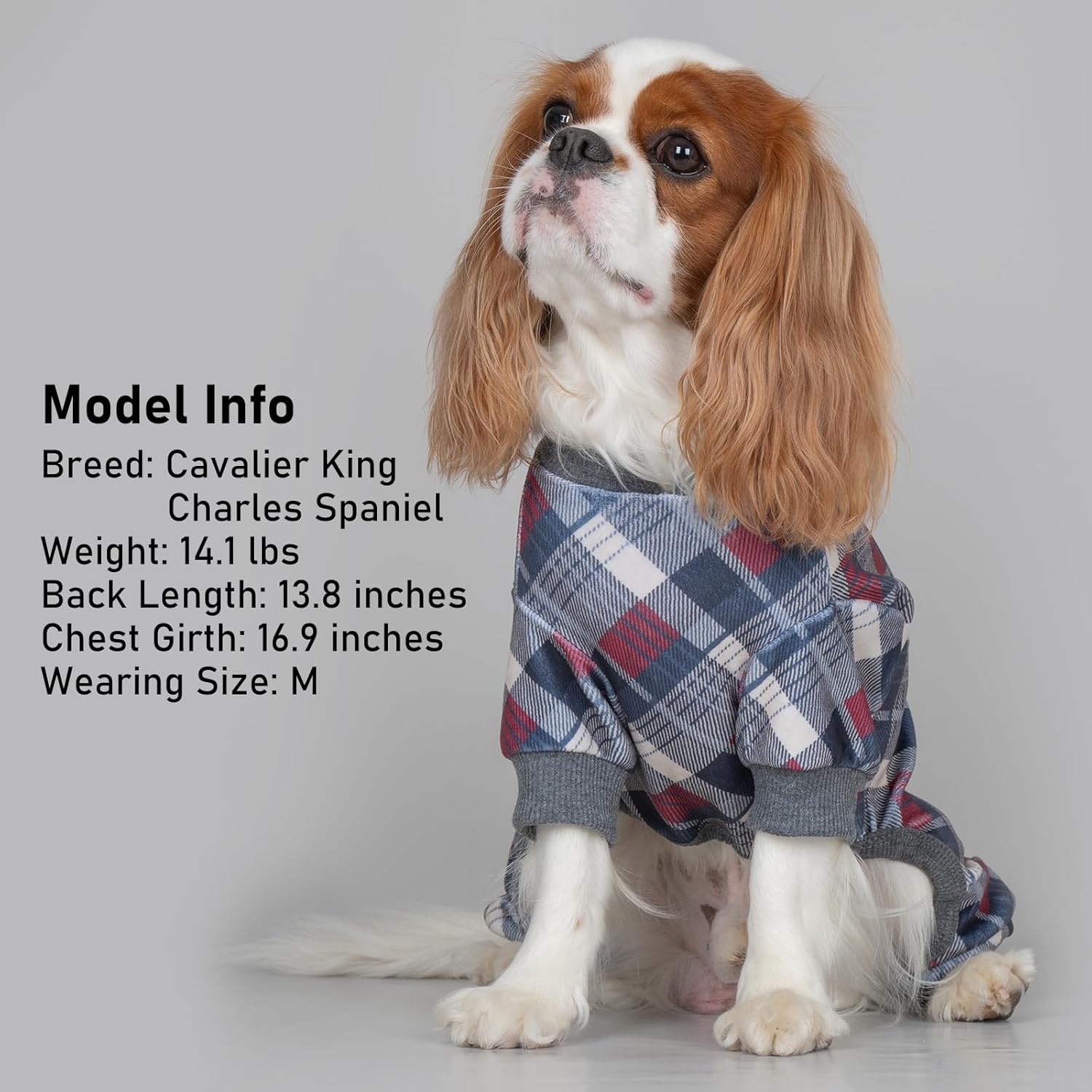 image:imageKYEESE Dog Pajamas Soft Dog Pajamas for Small Dogs Comfy Pet Costume Warm 4 Legs Pet Jammies Velvet Pets Onesie Stretchy Dogs Clothes Red Buffalo Check Pet PjsMGrey