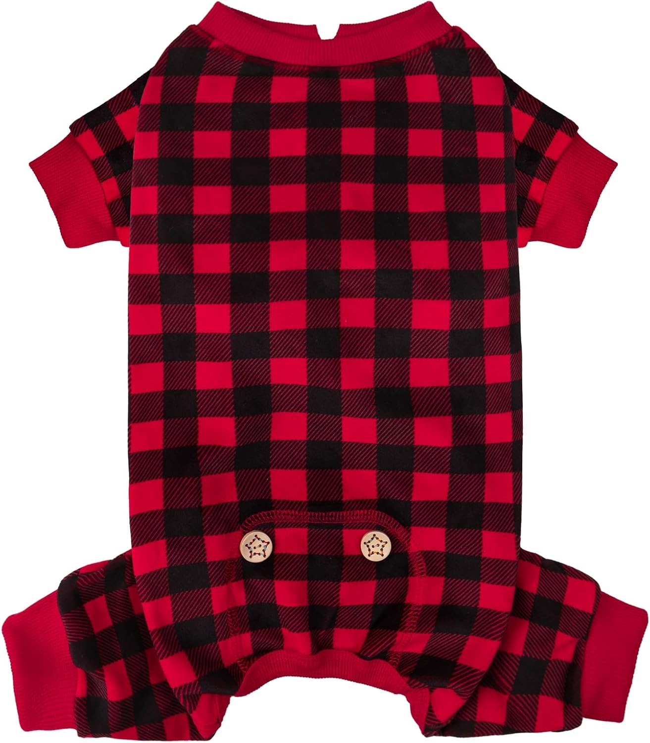 image:imageKYEESE Dog Pajamas Soft Dog Pajamas for Small Dogs Comfy Pet Costume Warm 4 Legs Pet Jammies Velvet Pets Onesie Stretchy Dogs Clothes Red Buffalo Check Pet PjsMRed