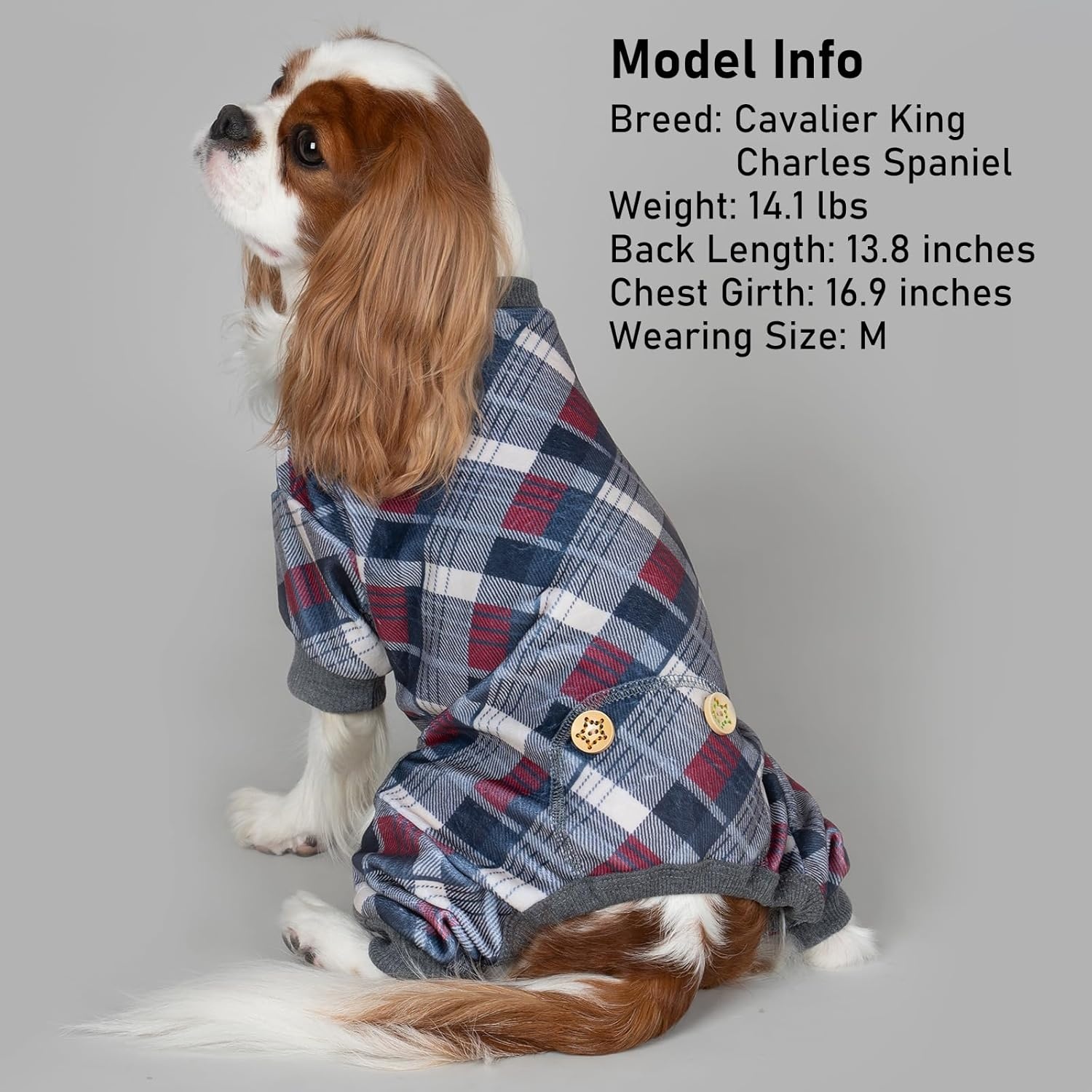 image:imageKYEESE Dog Pajamas Soft Dog Pajamas for Small Dogs Comfy Pet Costume Warm 4 Legs Pet Jammies Velvet Pets Onesie Stretchy Dogs Clothes Red Buffalo Check Pet PjsMGrey