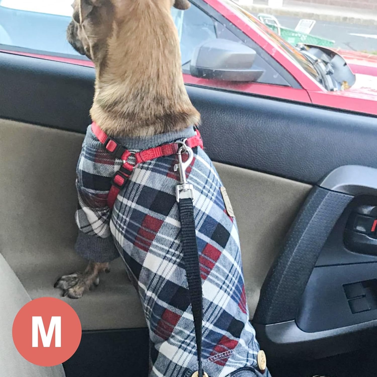image:imageKYEESE Dog Pajamas Soft Dog Pajamas for Small Dogs Comfy Pet Costume Warm 4 Legs Pet Jammies Velvet Pets Onesie Stretchy Dogs Clothes Red Buffalo Check Pet PjsMGrey