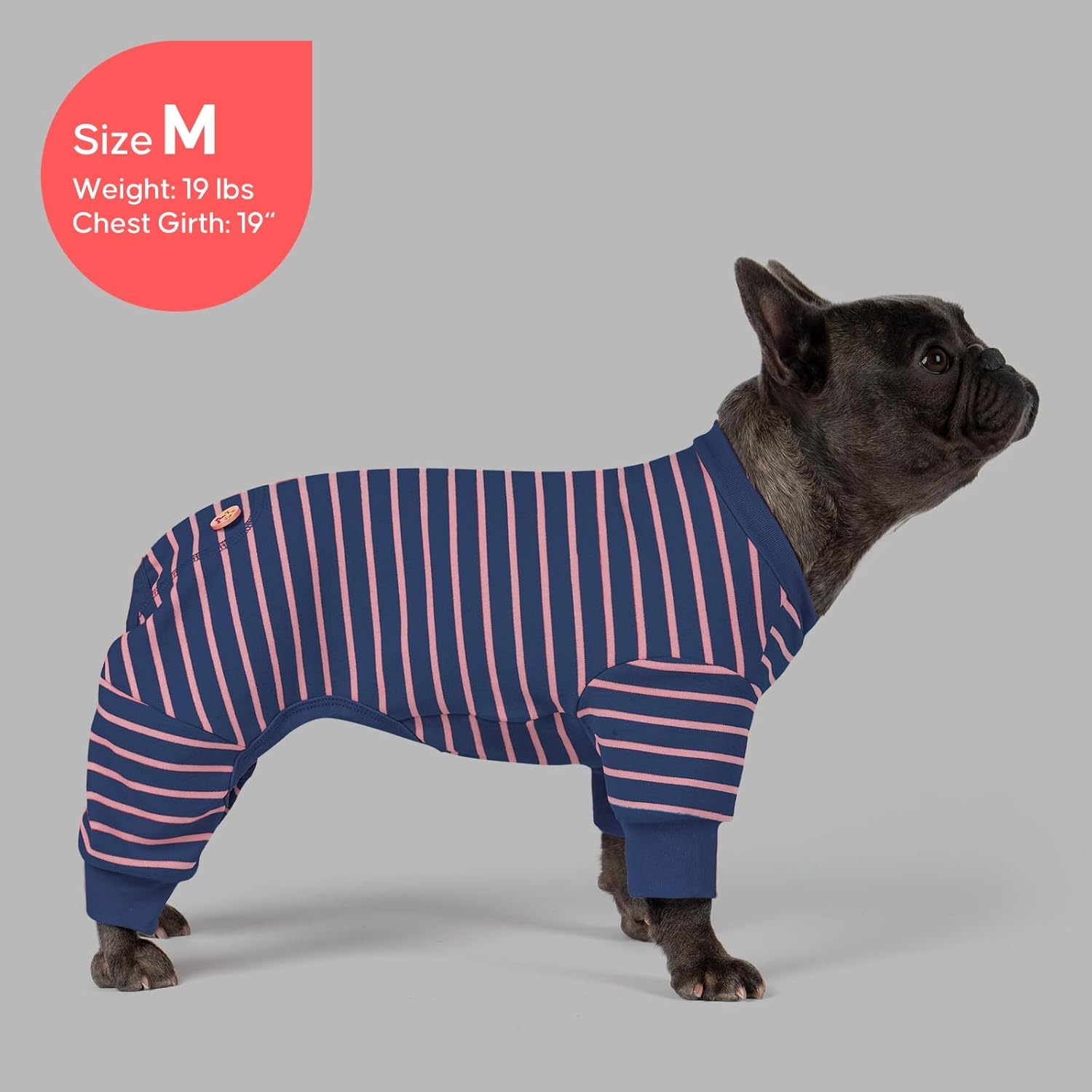 image:imageKYEESE Dog Pajamas Stretchable 4 Legs Doggie Jammies Striped Jumpsuit Lightweight Onesie Puppy Pajamas Cozy Outfit Comfortable Dog Clothes Hair Shedding Cover Pet Sleepwear Green Striped Medium06 Navy Blue Stripe