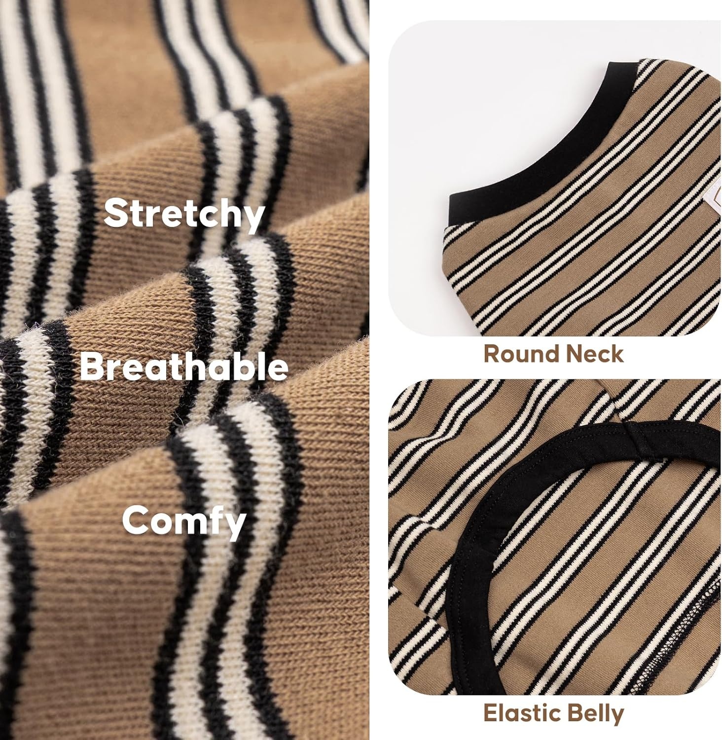 image:imageKYEESE Dog Pajamas Stretchable 4 Legs Doggie Jammies Striped Jumpsuit Lightweight Onesie Puppy Pajamas Cozy Outfit Comfortable Dog Clothes Hair Shedding Cover Pet Sleepwear Green Striped Medium05 Brown Stripe