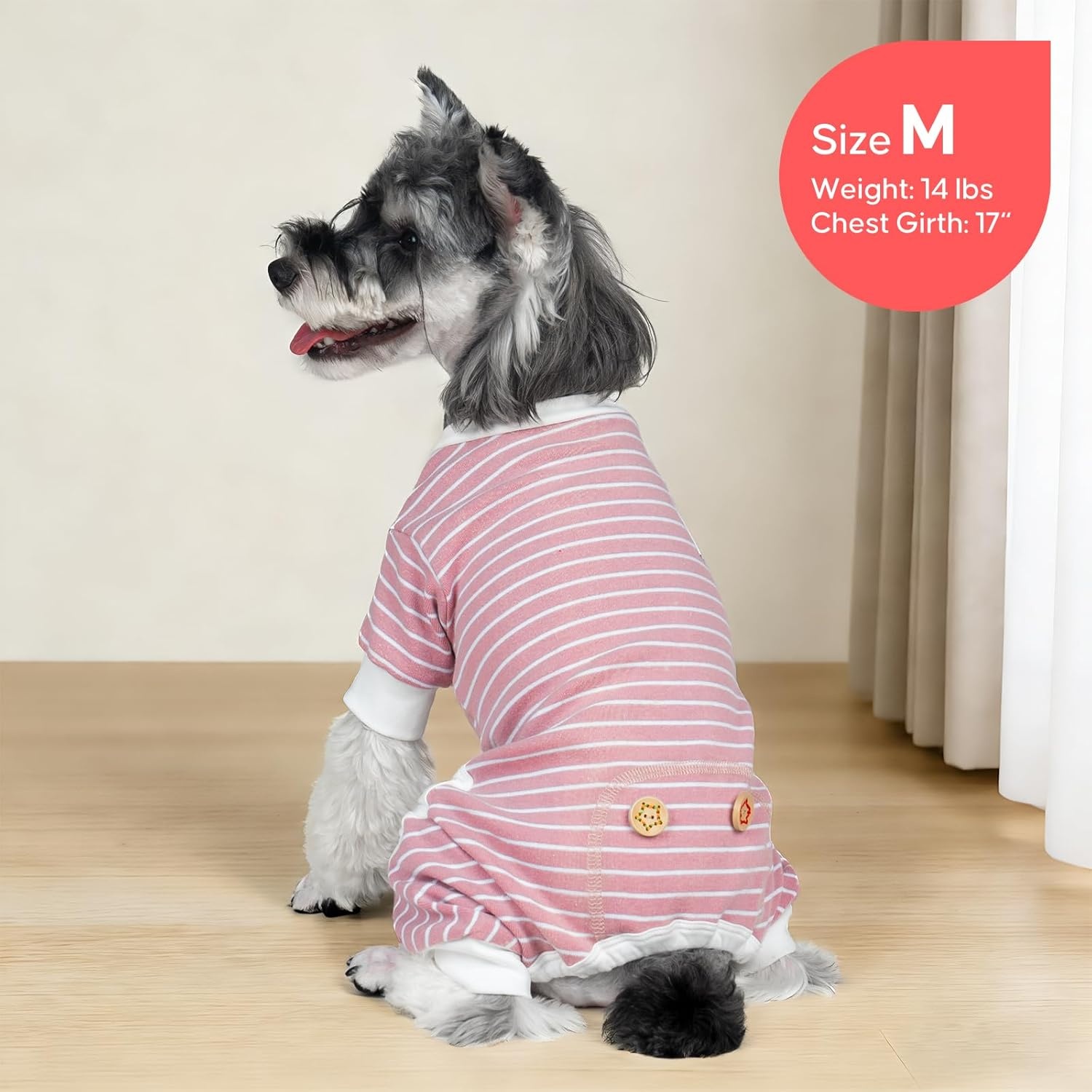 image:imageKYEESE Dog Pajamas Stretchable 4 Legs Doggie Jammies Striped Jumpsuit Lightweight Onesie Puppy Pajamas Cozy Outfit Comfortable Dog Clothes Hair Shedding Cover Pet Sleepwear Green Striped Medium02 Pink Stripe