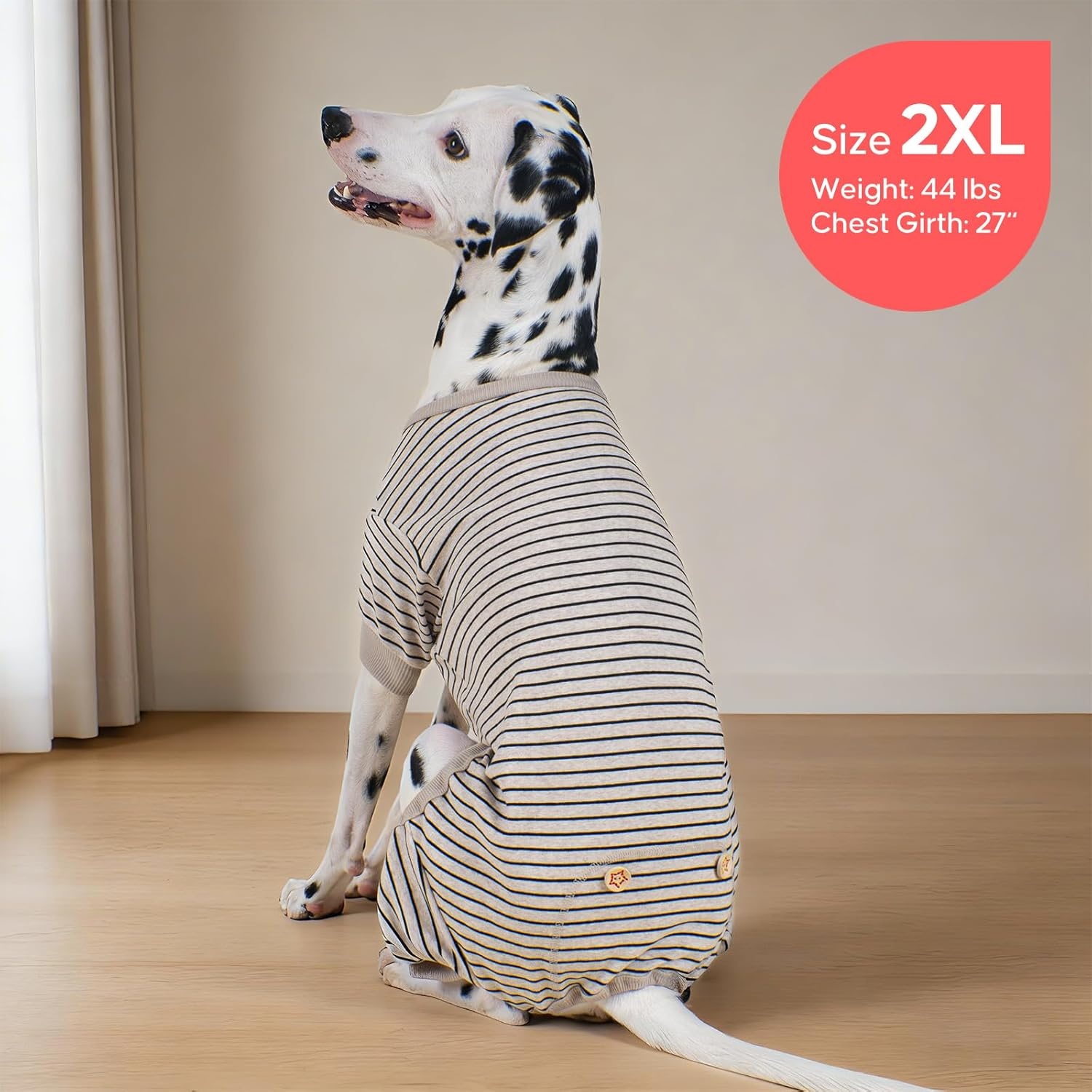 image:imageKYEESE Dog Pajamas Stretchable 4 Legs Doggie Jammies Striped Jumpsuit Lightweight Onesie Puppy Pajamas Cozy Outfit Comfortable Dog Clothes Hair Shedding Cover Pet Sleepwear Green Striped Medium03 Ivory Brown Stripe