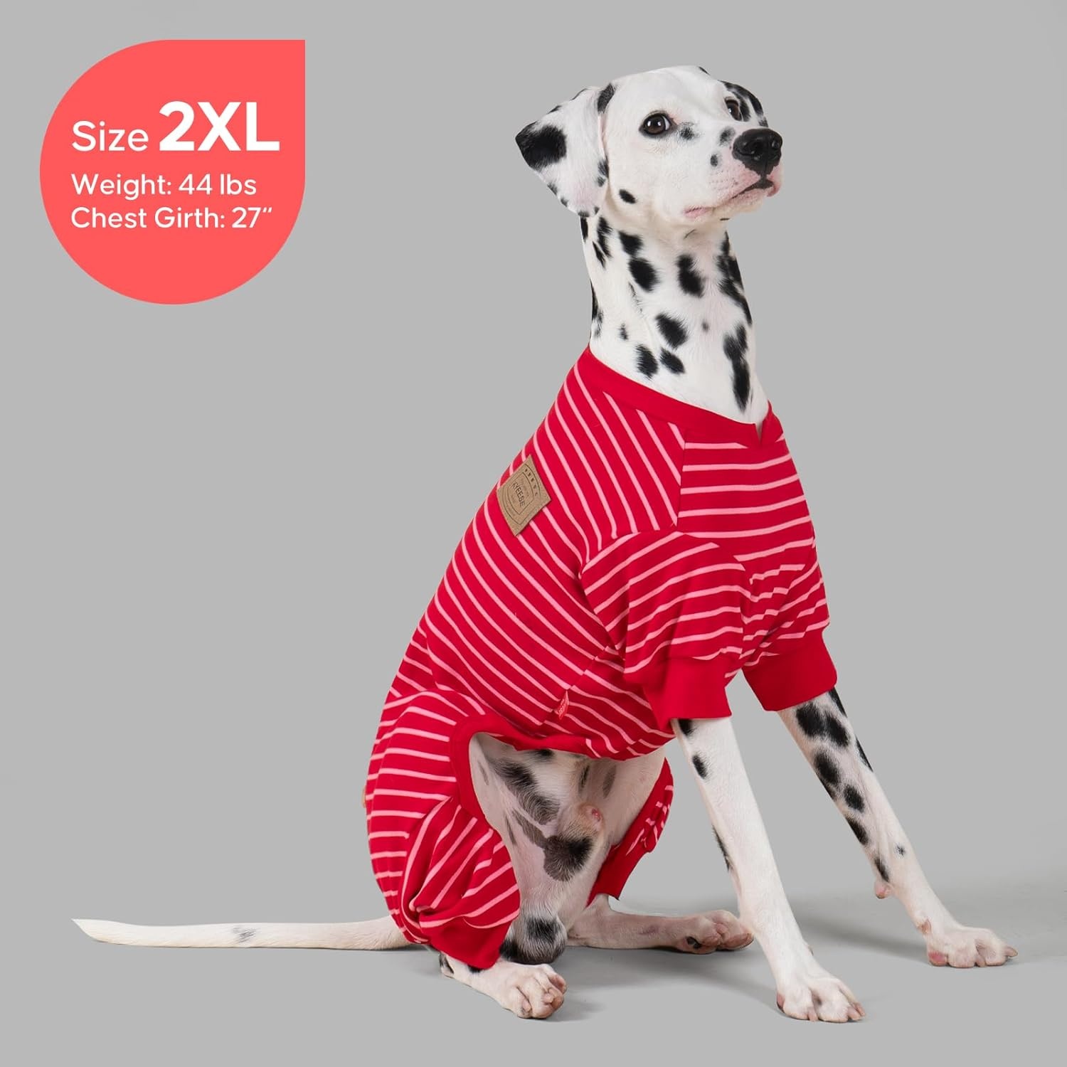 image:imageKYEESE Dog Pajamas Stretchable 4 Legs Doggie Jammies Striped Jumpsuit Lightweight Onesie Puppy Pajamas Cozy Outfit Comfortable Dog Clothes Hair Shedding Cover Pet Sleepwear Green Striped Medium07 Red Stripe