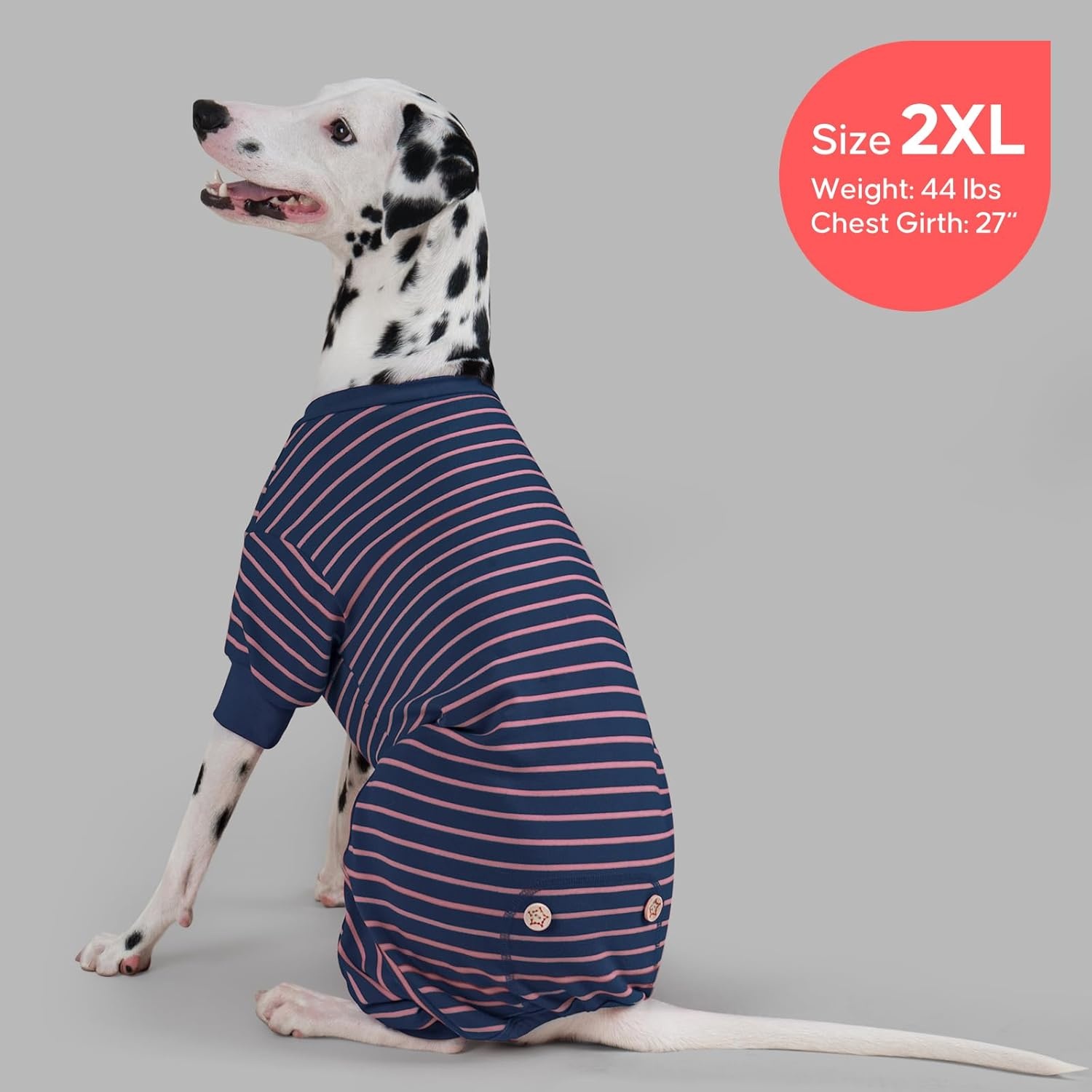 image:imageKYEESE Dog Pajamas Stretchable 4 Legs Doggie Jammies Striped Jumpsuit Lightweight Onesie Puppy Pajamas Cozy Outfit Comfortable Dog Clothes Hair Shedding Cover Pet Sleepwear Green Striped Medium06 Navy Blue Stripe