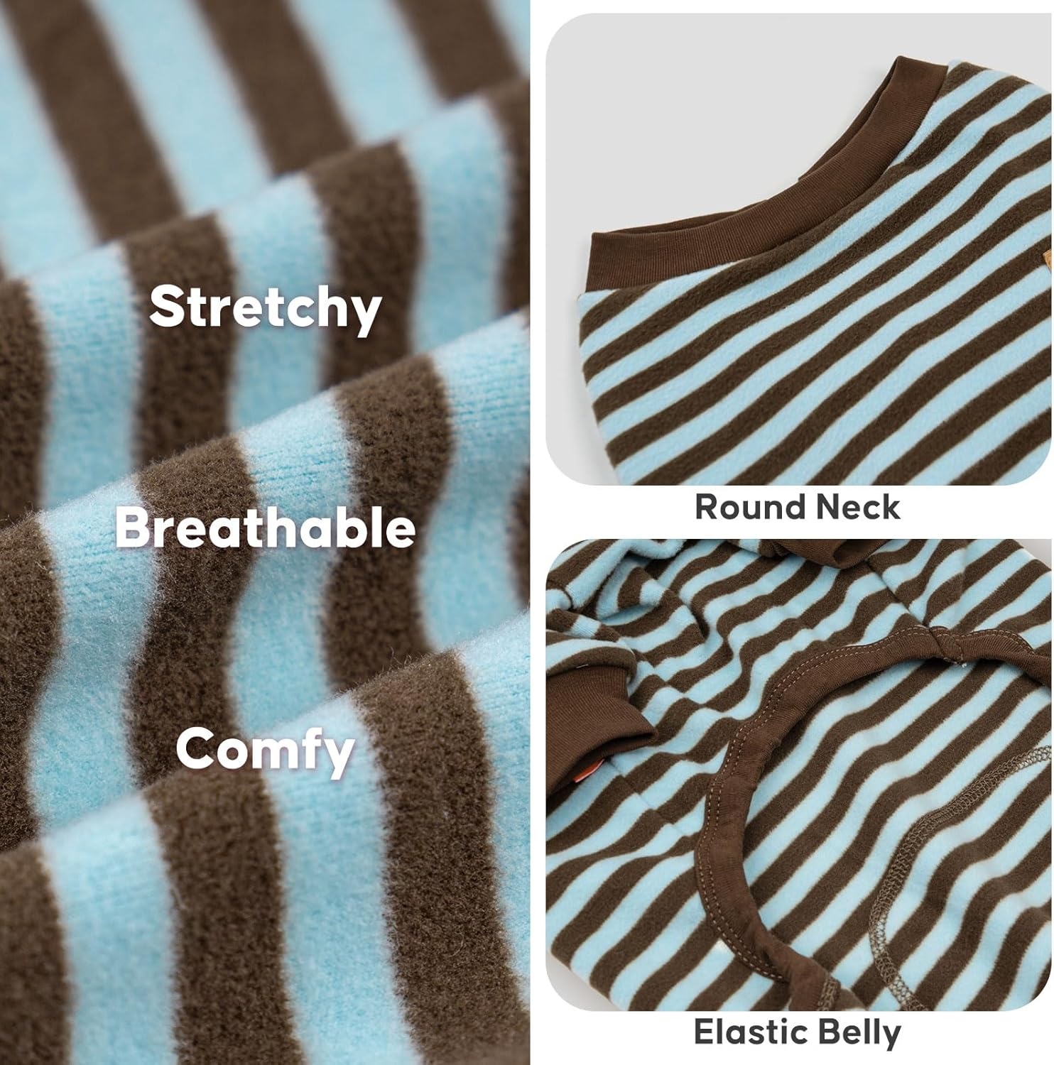 image:imageKYEESE Dog Pajamas Stretchable 4 Legs Doggie Jammies Striped Jumpsuit Lightweight Onesie Puppy Pajamas Cozy Outfit Comfortable Dog Clothes Hair Shedding Cover Pet Sleepwear Green Striped Medium08 Blue Stripe