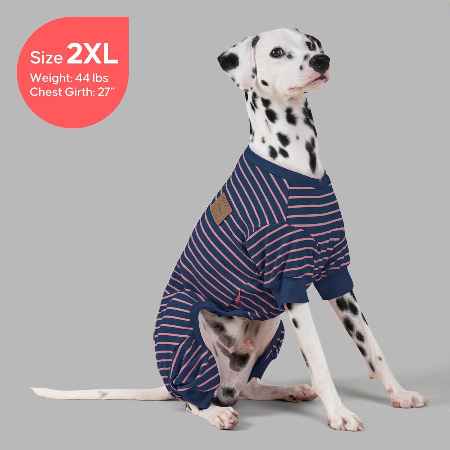 image:imageKYEESE Dog Pajamas Stretchable 4 Legs Doggie Jammies Striped Jumpsuit Lightweight Onesie Puppy Pajamas Cozy Outfit Comfortable Dog Clothes Hair Shedding Cover Pet Sleepwear Green Striped Medium06 Navy Blue Stripe