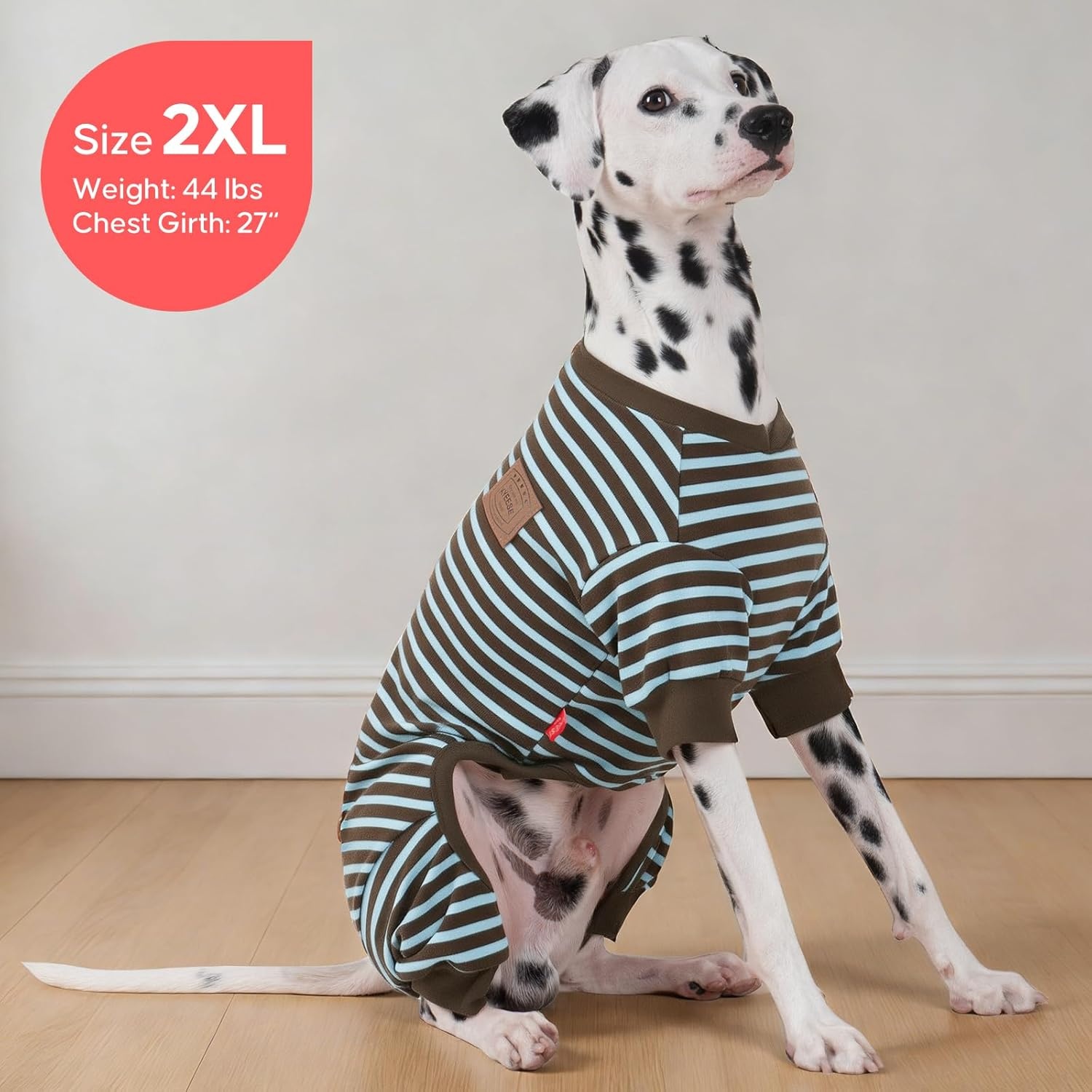 image:imageKYEESE Dog Pajamas Stretchable 4 Legs Doggie Jammies Striped Jumpsuit Lightweight Onesie Puppy Pajamas Cozy Outfit Comfortable Dog Clothes Hair Shedding Cover Pet Sleepwear Green Striped Medium08 Blue Stripe