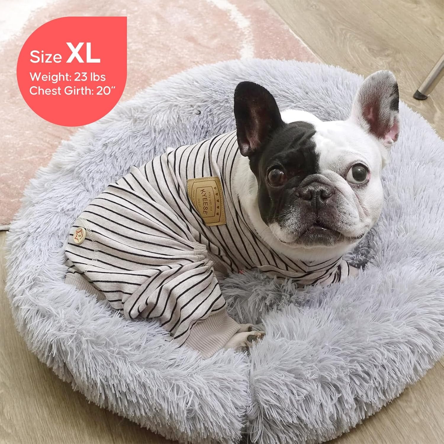image:imageKYEESE Dog Pajamas Stretchable 4 Legs Doggie Jammies Striped Jumpsuit Lightweight Onesie Puppy Pajamas Cozy Outfit Comfortable Dog Clothes Hair Shedding Cover Pet Sleepwear Green Striped Medium03 Ivory Brown Stripe