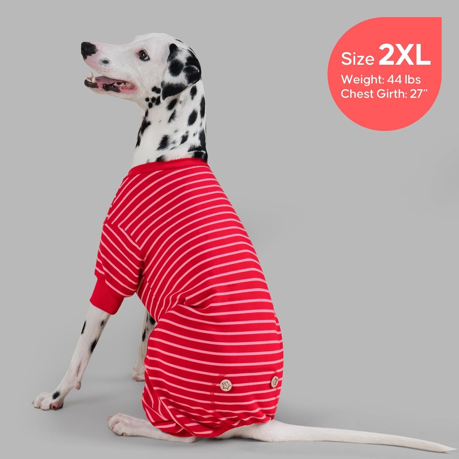 image:imageKYEESE Dog Pajamas Stretchable 4 Legs Doggie Jammies Striped Jumpsuit Lightweight Onesie Puppy Pajamas Cozy Outfit Comfortable Dog Clothes Hair Shedding Cover Pet Sleepwear Green Striped Medium07 Red Stripe