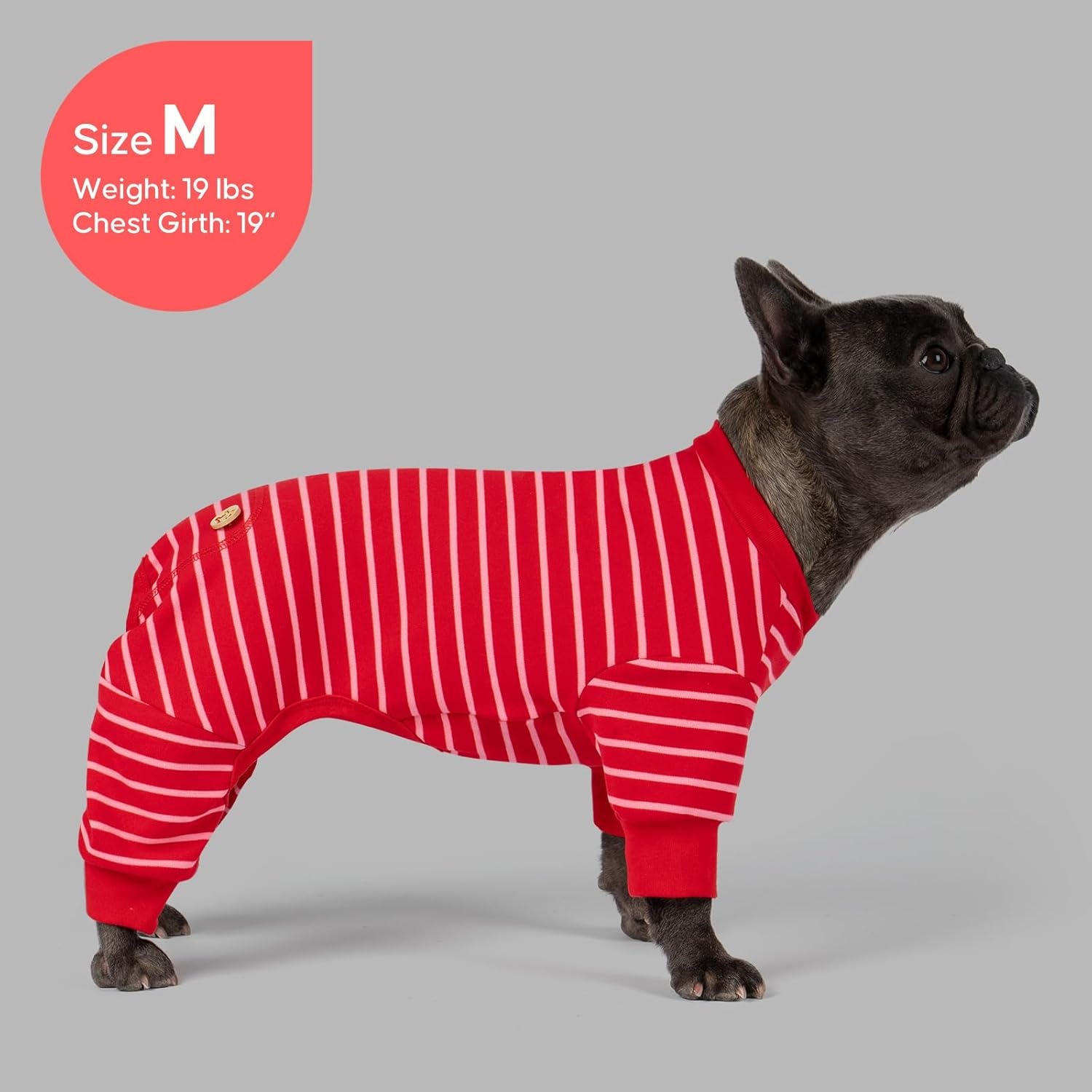 image:imageKYEESE Dog Pajamas Stretchable 4 Legs Doggie Jammies Striped Jumpsuit Lightweight Onesie Puppy Pajamas Cozy Outfit Comfortable Dog Clothes Hair Shedding Cover Pet Sleepwear Green Striped Medium07 Red Stripe