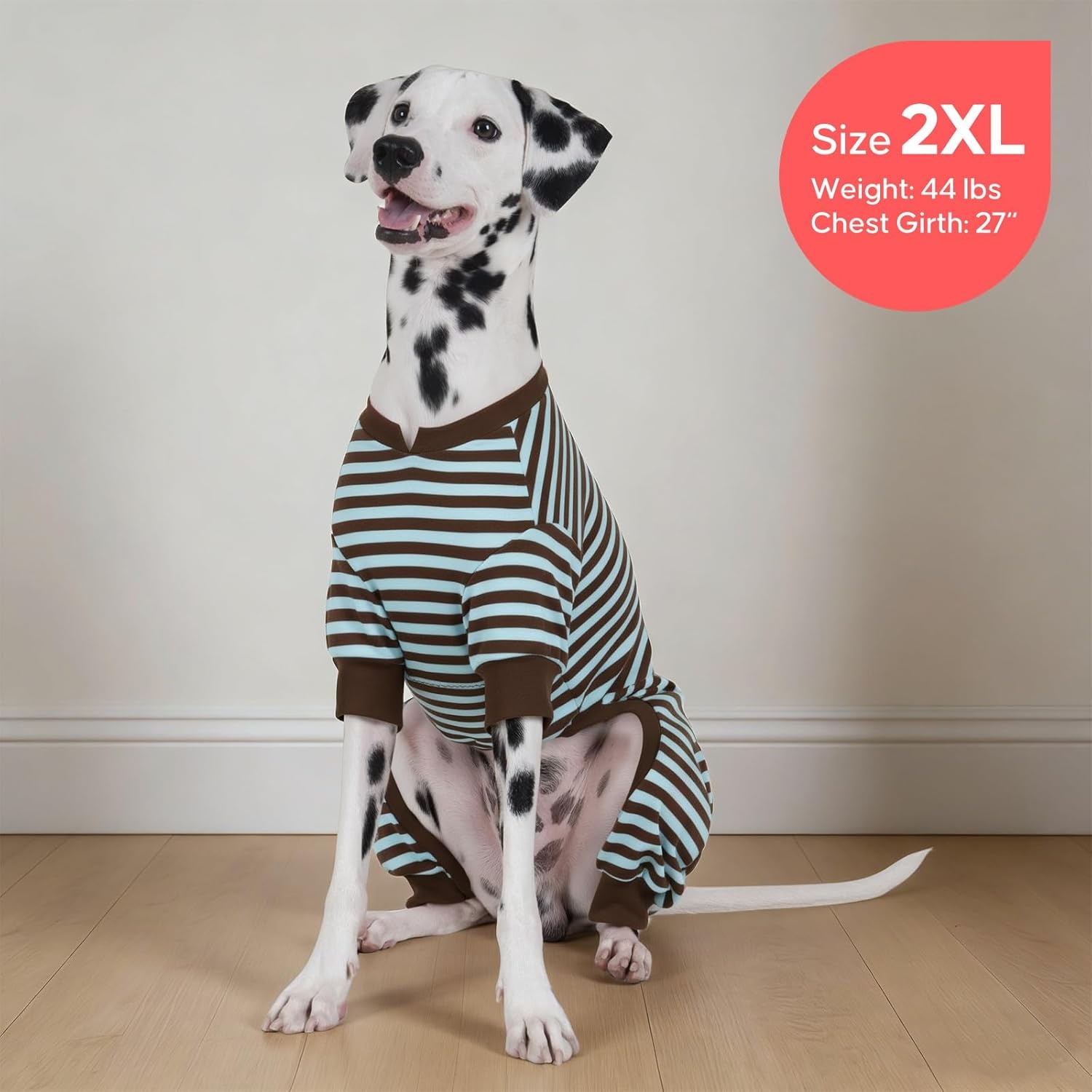image:imageKYEESE Dog Pajamas Stretchable 4 Legs Doggie Jammies Striped Jumpsuit Lightweight Onesie Puppy Pajamas Cozy Outfit Comfortable Dog Clothes Hair Shedding Cover Pet Sleepwear Green Striped Medium08 Blue Stripe