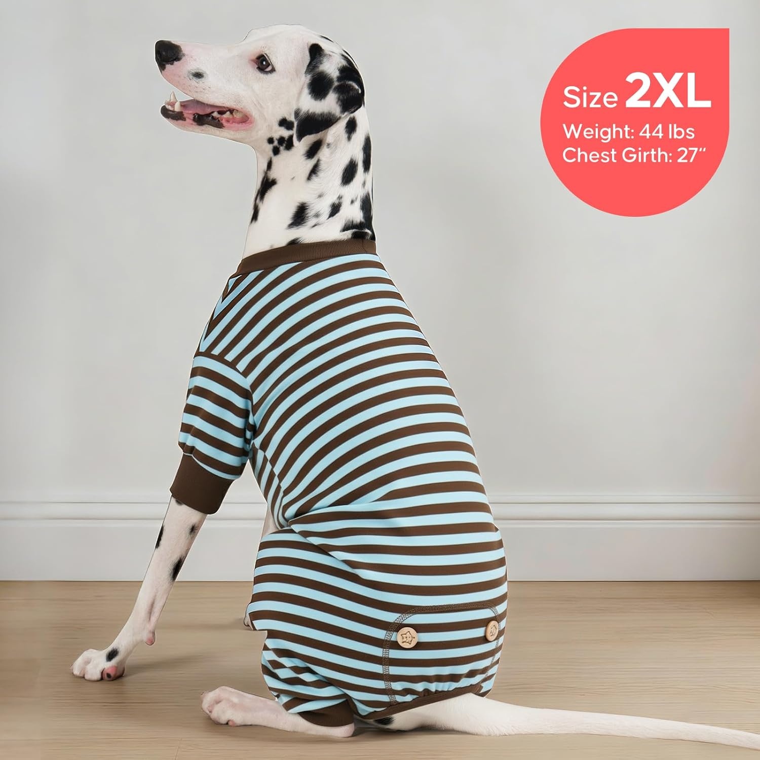 image:imageKYEESE Dog Pajamas Stretchable 4 Legs Doggie Jammies Striped Jumpsuit Lightweight Onesie Puppy Pajamas Cozy Outfit Comfortable Dog Clothes Hair Shedding Cover Pet Sleepwear Green Striped Medium08 Blue Stripe