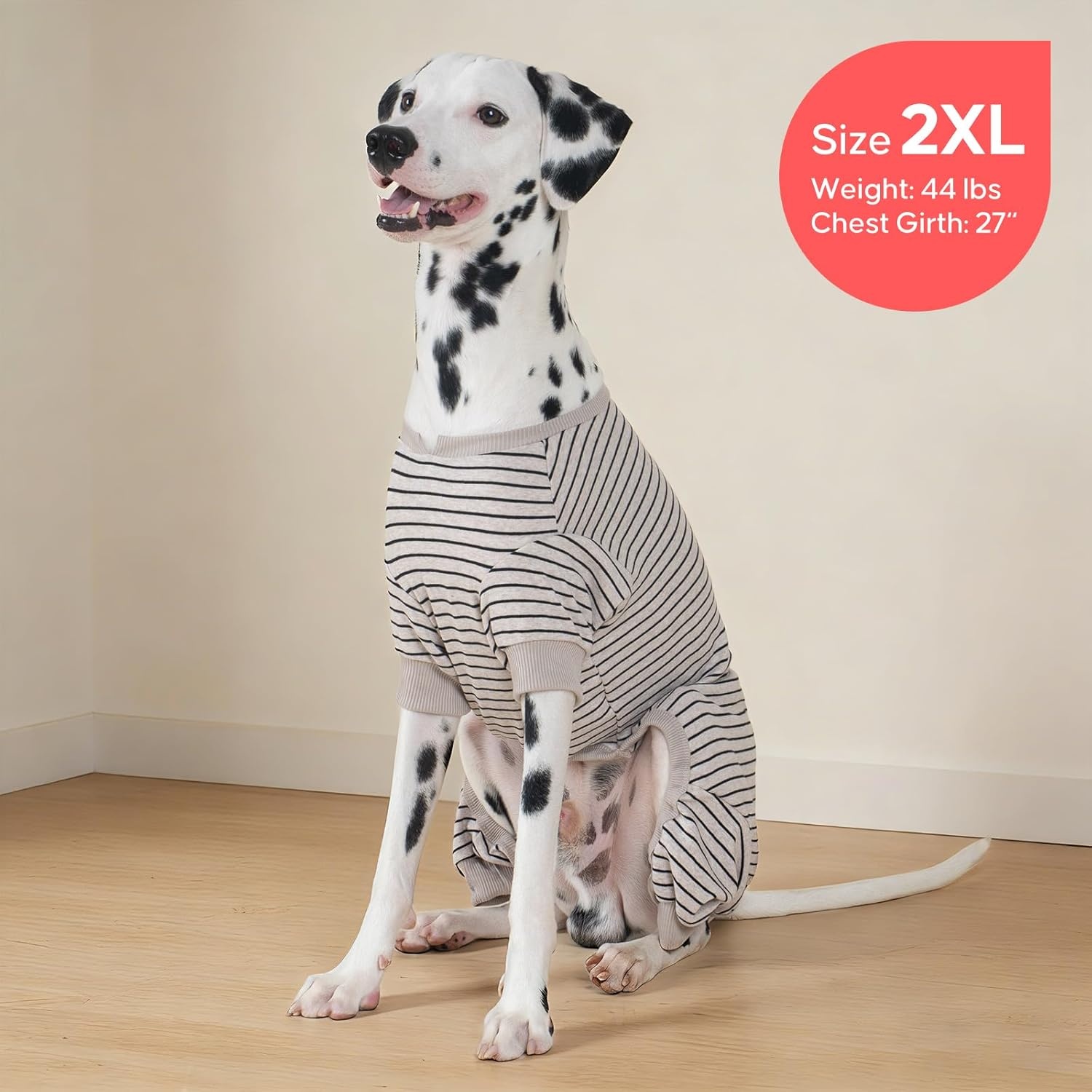 image:imageKYEESE Dog Pajamas Stretchable 4 Legs Doggie Jammies Striped Jumpsuit Lightweight Onesie Puppy Pajamas Cozy Outfit Comfortable Dog Clothes Hair Shedding Cover Pet Sleepwear Green Striped Medium03 Ivory Brown Stripe