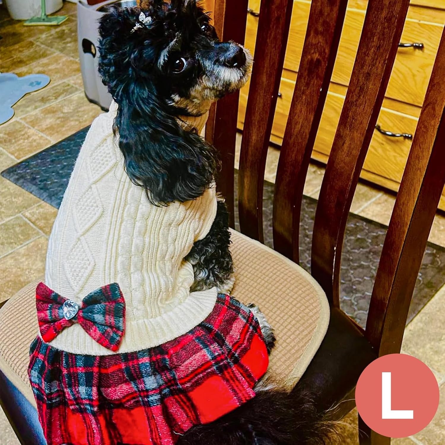 image:imageKYEESE Dog Sweater Thick Dog Sweaters for Small Dogs Male Stretchy Knitwear Pet Sweater Dress Warm Pullover Pet Coats Comfy Dogs Clothes with Bowtie Soft Turtleneck Cat Sweaters Green Medium01 Beige