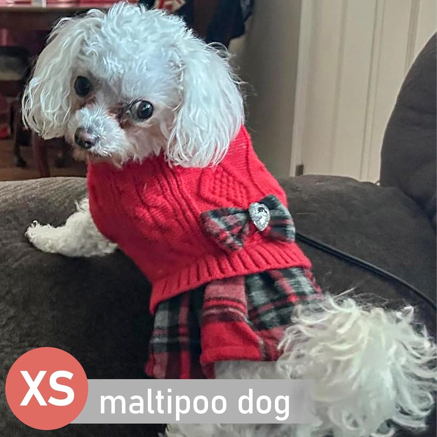 image:imageKYEESE Dog Sweater Thick Dog Sweaters for Small Dogs Male Stretchy Knitwear Pet Sweater Dress Warm Pullover Pet Coats Comfy Dogs Clothes with Bowtie Soft Turtleneck Cat Sweaters Green Medium03 Red