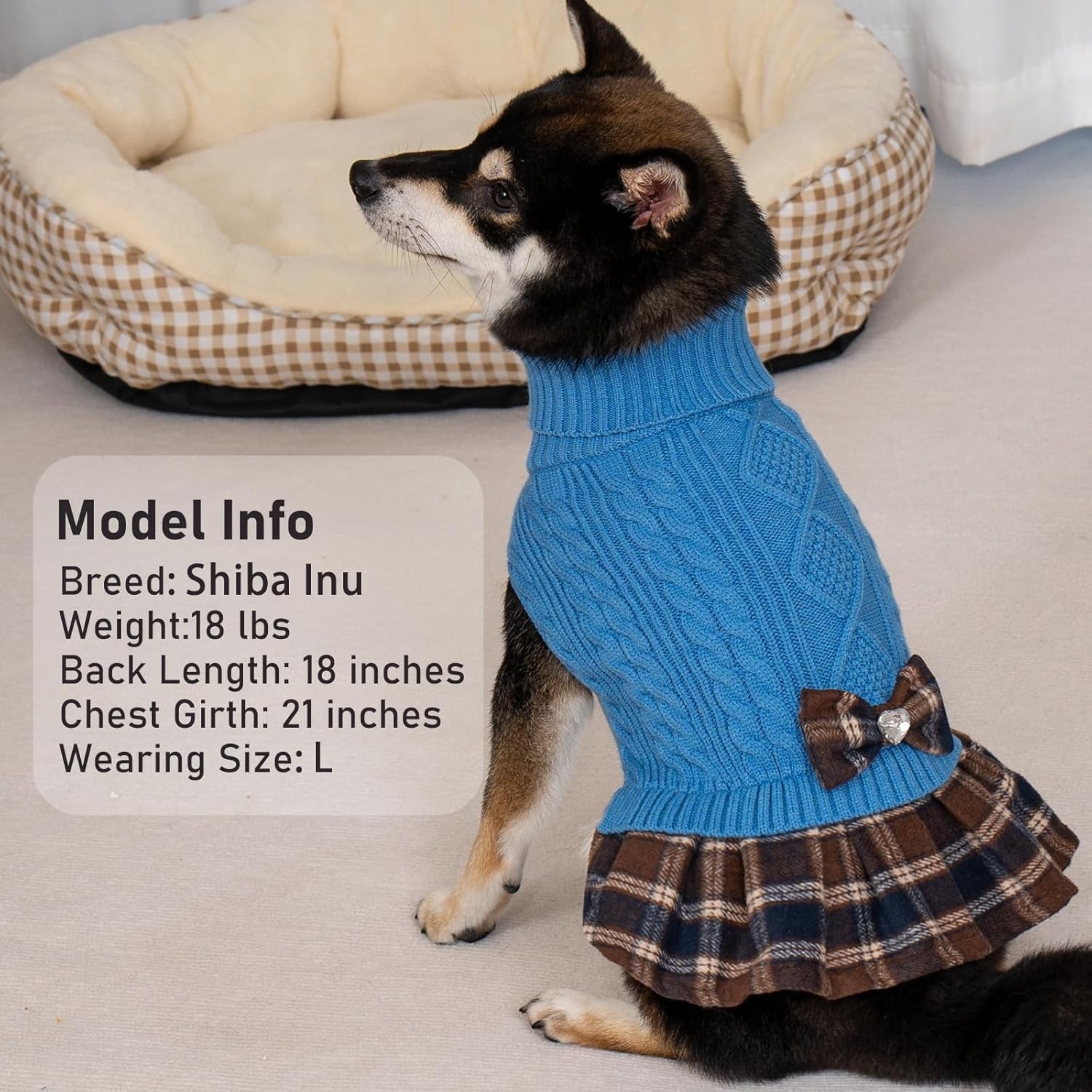 image:imageKYEESE Dog Sweater Thick Dog Sweaters for Small Dogs Male Stretchy Knitwear Pet Sweater Dress Warm Pullover Pet Coats Comfy Dogs Clothes with Bowtie Soft Turtleneck Cat Sweaters Green Medium09 Blue