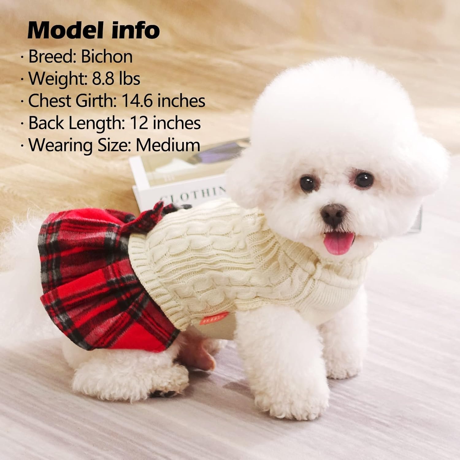 image:imageKYEESE Dog Sweater Thick Dog Sweaters for Small Dogs Male Stretchy Knitwear Pet Sweater Dress Warm Pullover Pet Coats Comfy Dogs Clothes with Bowtie Soft Turtleneck Cat Sweaters Green Medium01 Beige