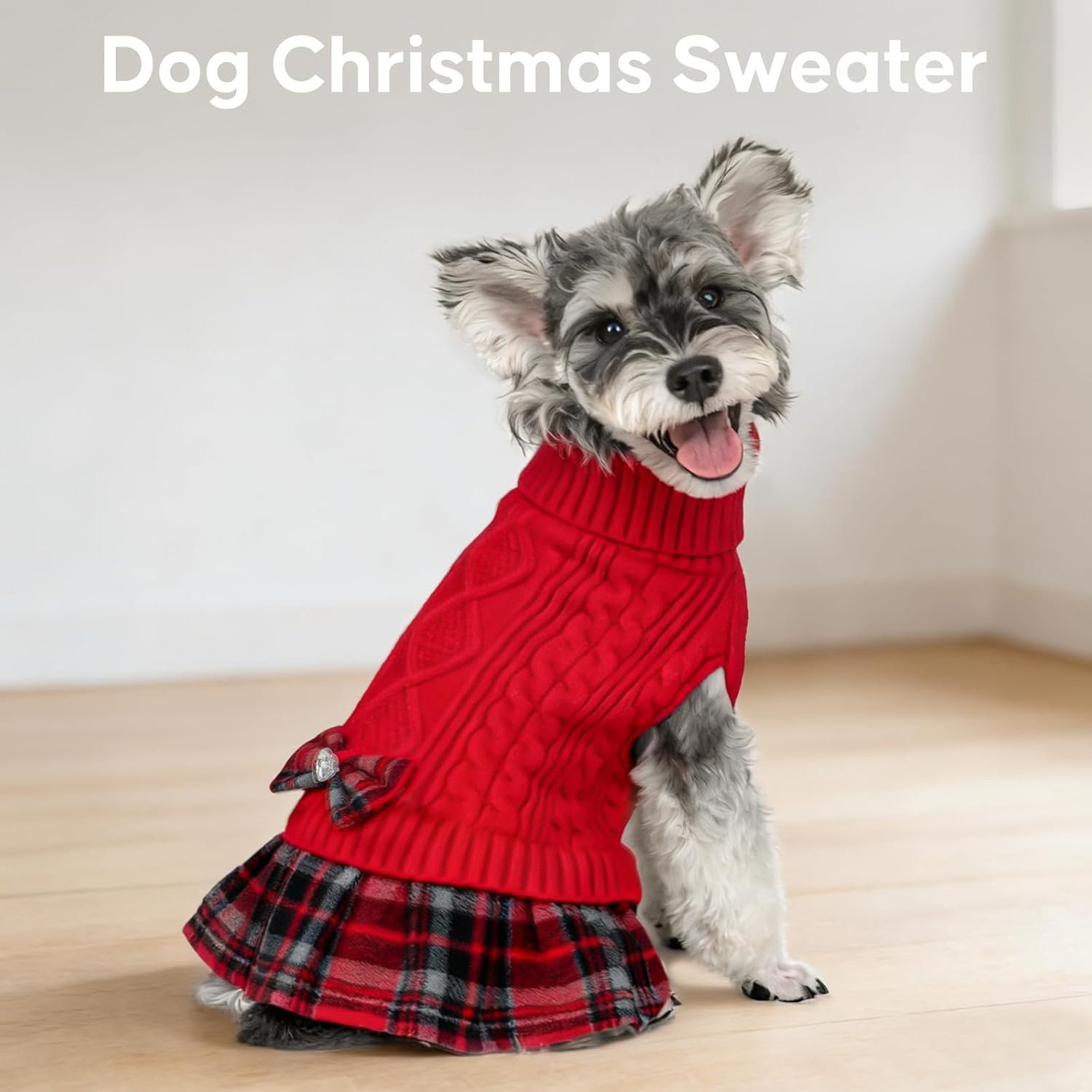 image:imageKYEESE Dog Sweater Thick Dog Sweaters for Small Dogs Male Stretchy Knitwear Pet Sweater Dress Warm Pullover Pet Coats Comfy Dogs Clothes with Bowtie Soft Turtleneck Cat Sweaters Green Medium03 Red