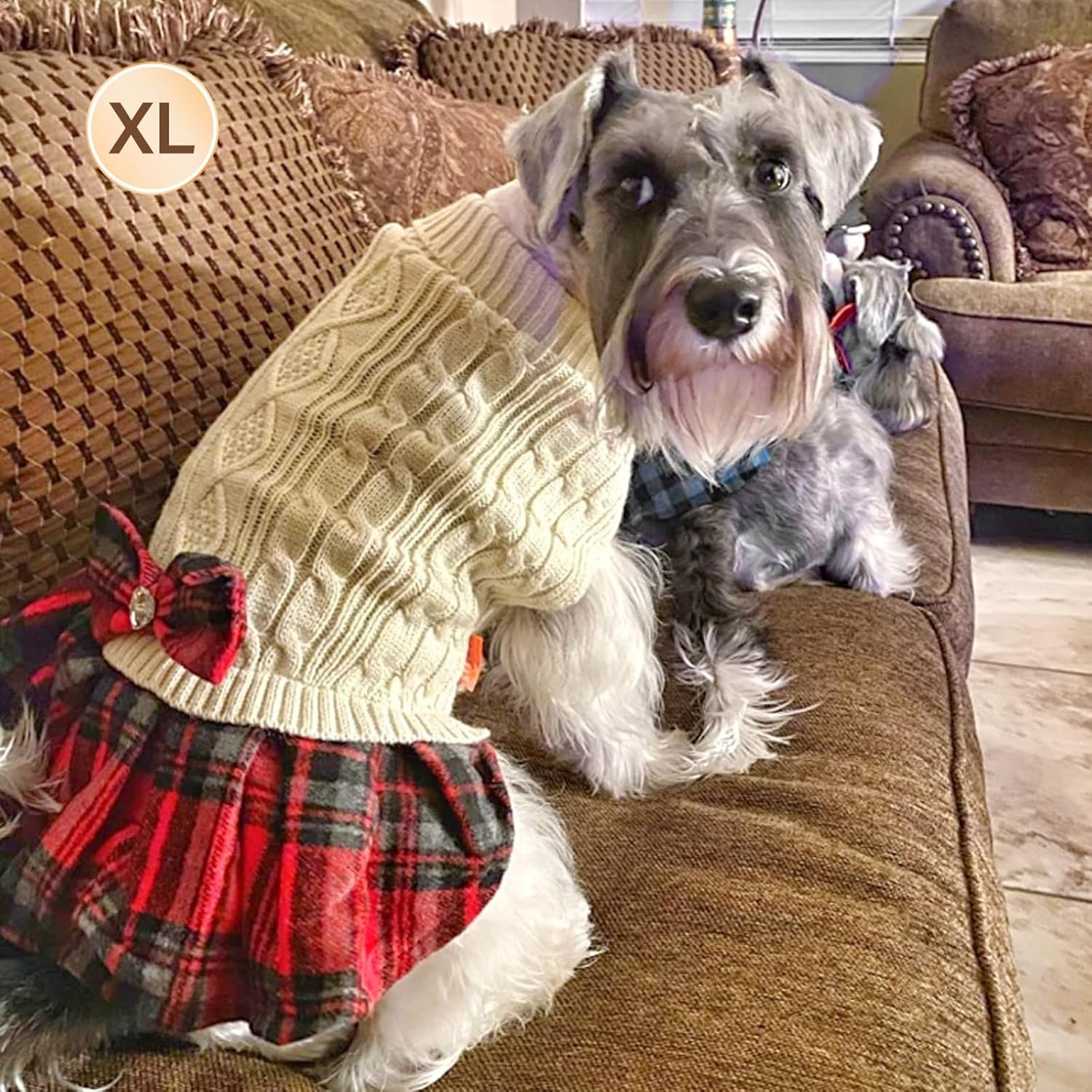image:imageKYEESE Dog Sweater Thick Dog Sweaters for Small Dogs Male Stretchy Knitwear Pet Sweater Dress Warm Pullover Pet Coats Comfy Dogs Clothes with Bowtie Soft Turtleneck Cat Sweaters Green Medium01 Beige
