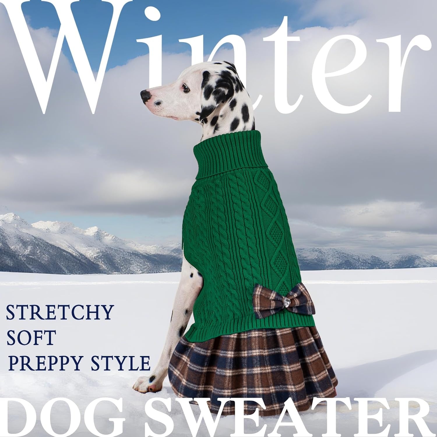 image:imageKYEESE Dog Sweater Thick Dog Sweaters for Small Dogs Male Stretchy Knitwear Pet Sweater Dress Warm Pullover Pet Coats Comfy Dogs Clothes with Bowtie Soft Turtleneck Cat Sweaters Green Medium08 Green