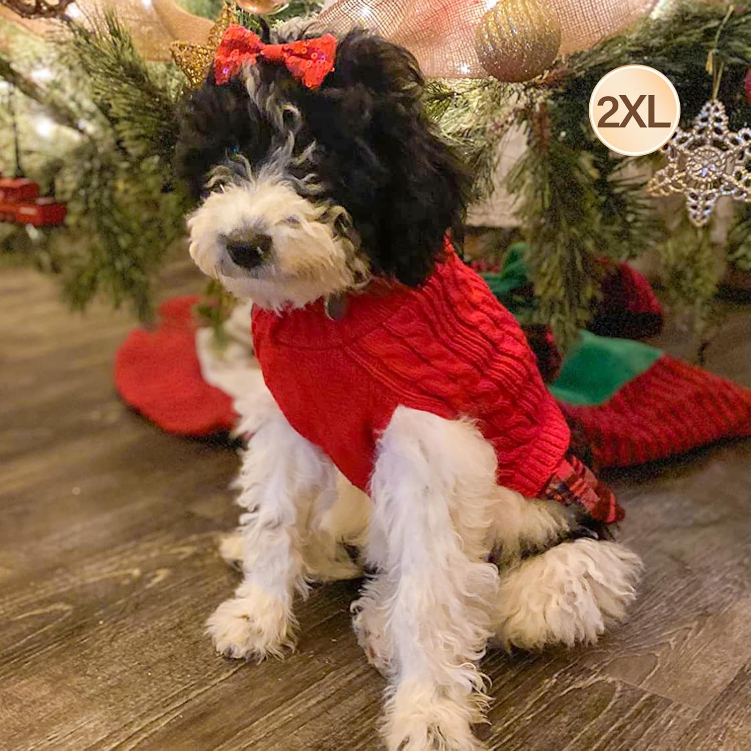image:imageKYEESE Dog Sweater Thick Dog Sweaters for Small Dogs Male Stretchy Knitwear Pet Sweater Dress Warm Pullover Pet Coats Comfy Dogs Clothes with Bowtie Soft Turtleneck Cat Sweaters Green Medium03 Red