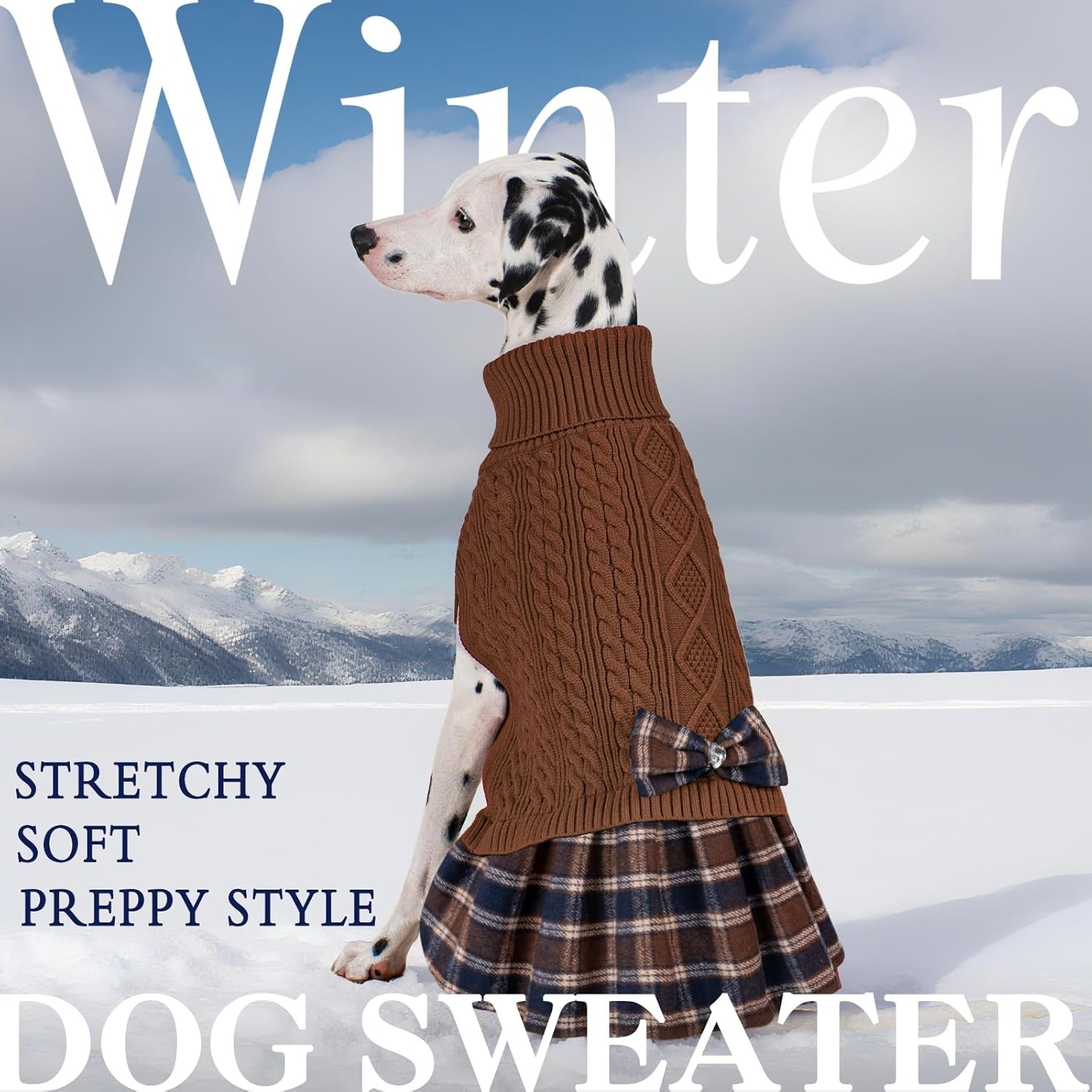 image:imageKYEESE Dog Sweater Thick Dog Sweaters for Small Dogs Male Stretchy Knitwear Pet Sweater Dress Warm Pullover Pet Coats Comfy Dogs Clothes with Bowtie Soft Turtleneck Cat Sweaters Green Medium10 Brown