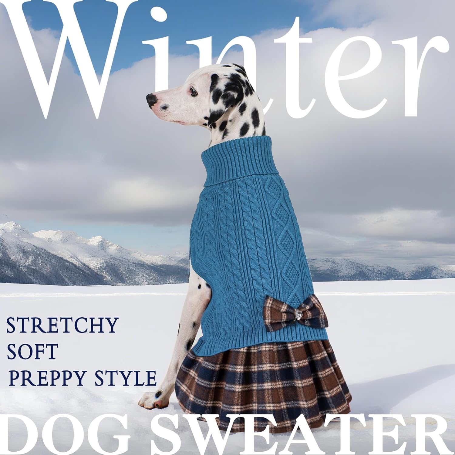 image:imageKYEESE Dog Sweater Thick Dog Sweaters for Small Dogs Male Stretchy Knitwear Pet Sweater Dress Warm Pullover Pet Coats Comfy Dogs Clothes with Bowtie Soft Turtleneck Cat Sweaters Green Medium09 Blue