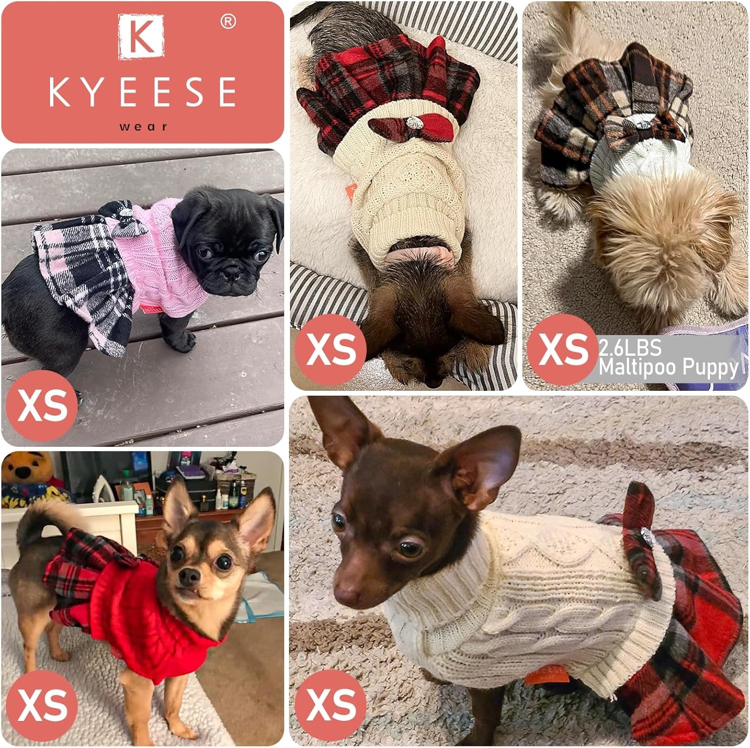 image:imageKYEESE Dog Sweater Thick Dog Sweaters for Small Dogs Male Stretchy Knitwear Pet Sweater Dress Warm Pullover Pet Coats Comfy Dogs Clothes with Bowtie Soft Turtleneck Cat Sweaters Green Medium04 Grey