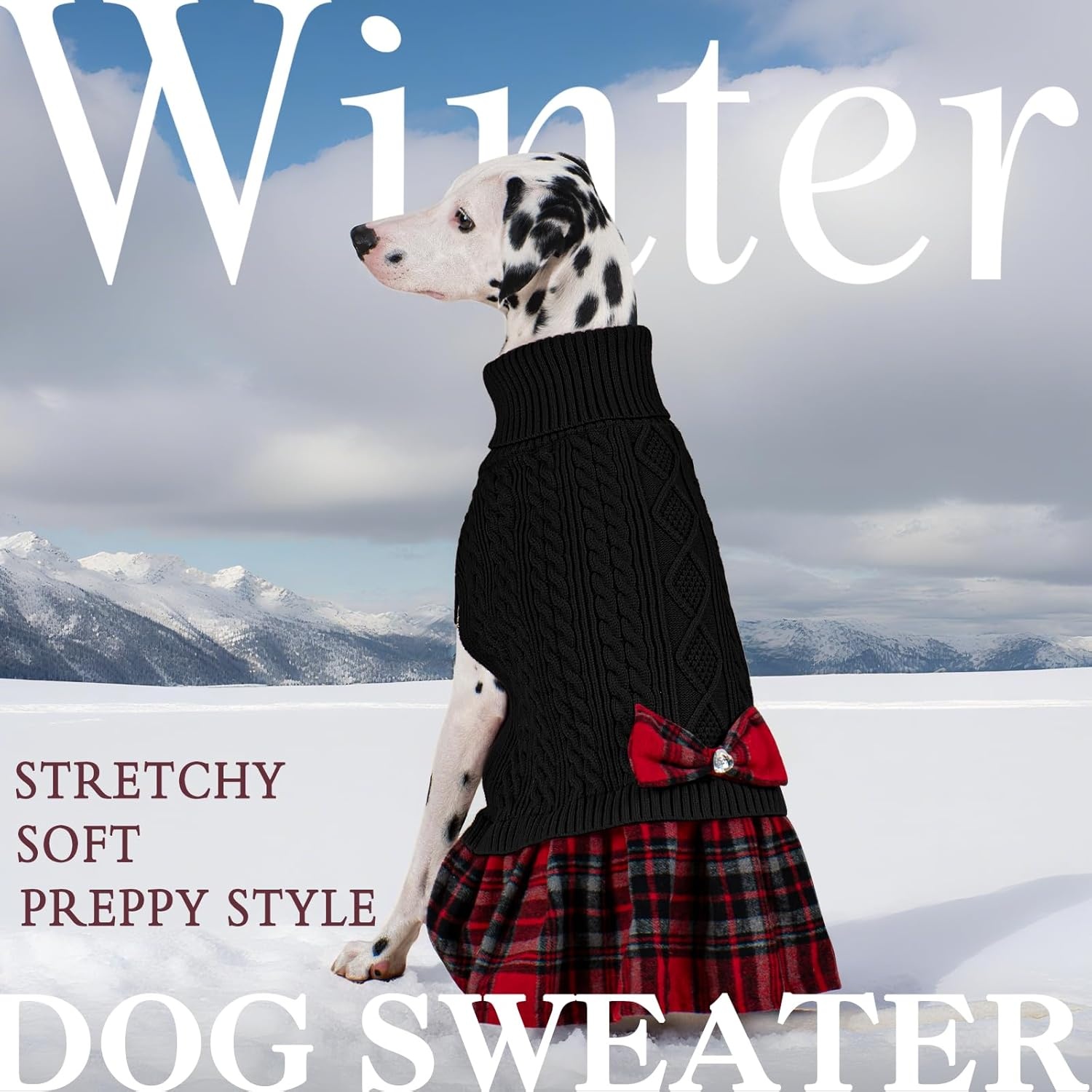 image:imageKYEESE Dog Sweater Thick Dog Sweaters for Small Dogs Male Stretchy Knitwear Pet Sweater Dress Warm Pullover Pet Coats Comfy Dogs Clothes with Bowtie Soft Turtleneck Cat Sweaters Green Medium05 Black