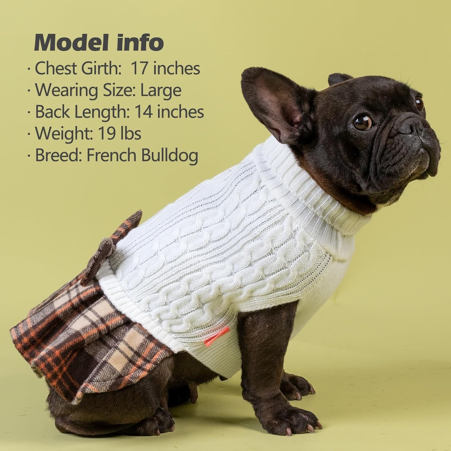 image:imageKYEESE Dog Sweater Thick Dog Sweaters for Small Dogs Male Stretchy Knitwear Pet Sweater Dress Warm Pullover Pet Coats Comfy Dogs Clothes with Bowtie Soft Turtleneck Cat Sweaters Green Medium06 White