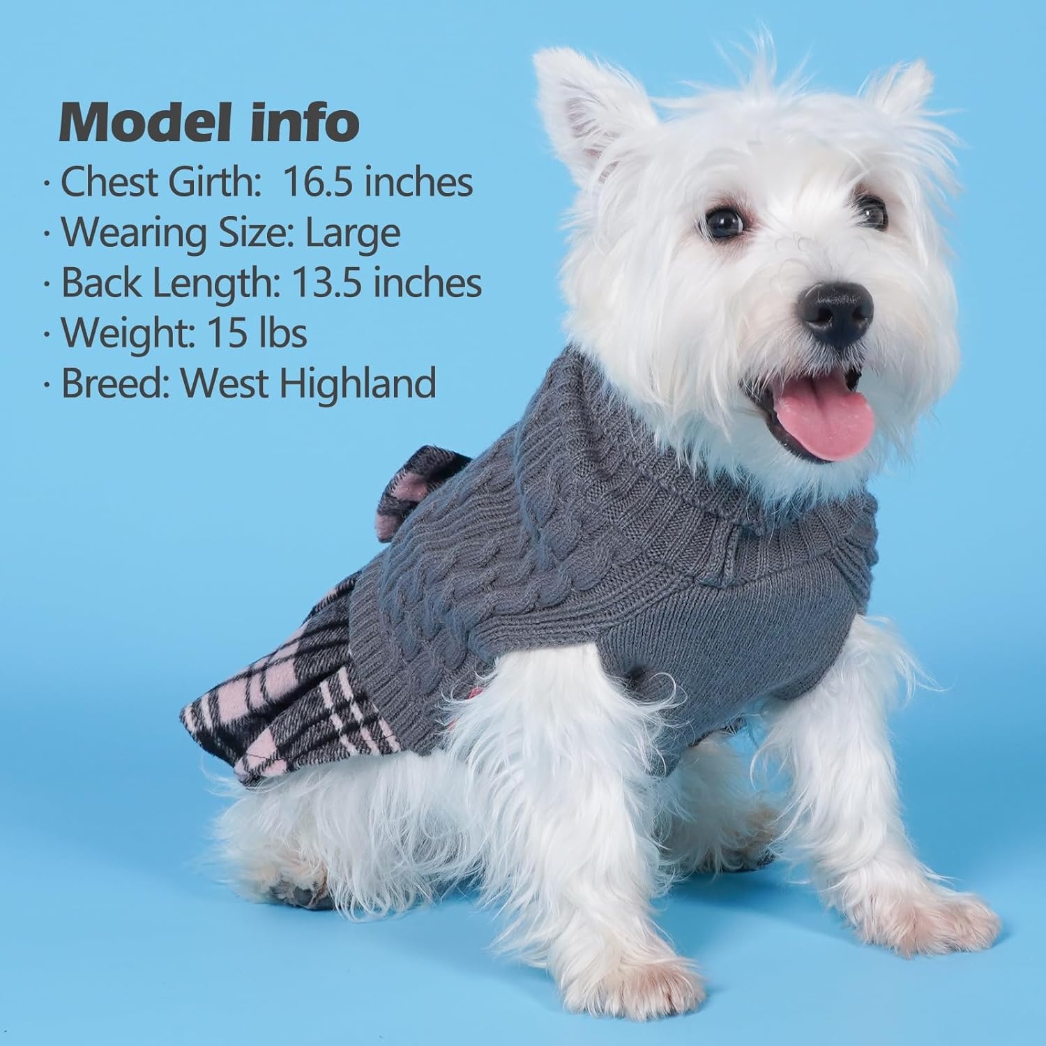 image:imageKYEESE Dog Sweater Thick Dog Sweaters for Small Dogs Male Stretchy Knitwear Pet Sweater Dress Warm Pullover Pet Coats Comfy Dogs Clothes with Bowtie Soft Turtleneck Cat Sweaters Green Medium04 Grey