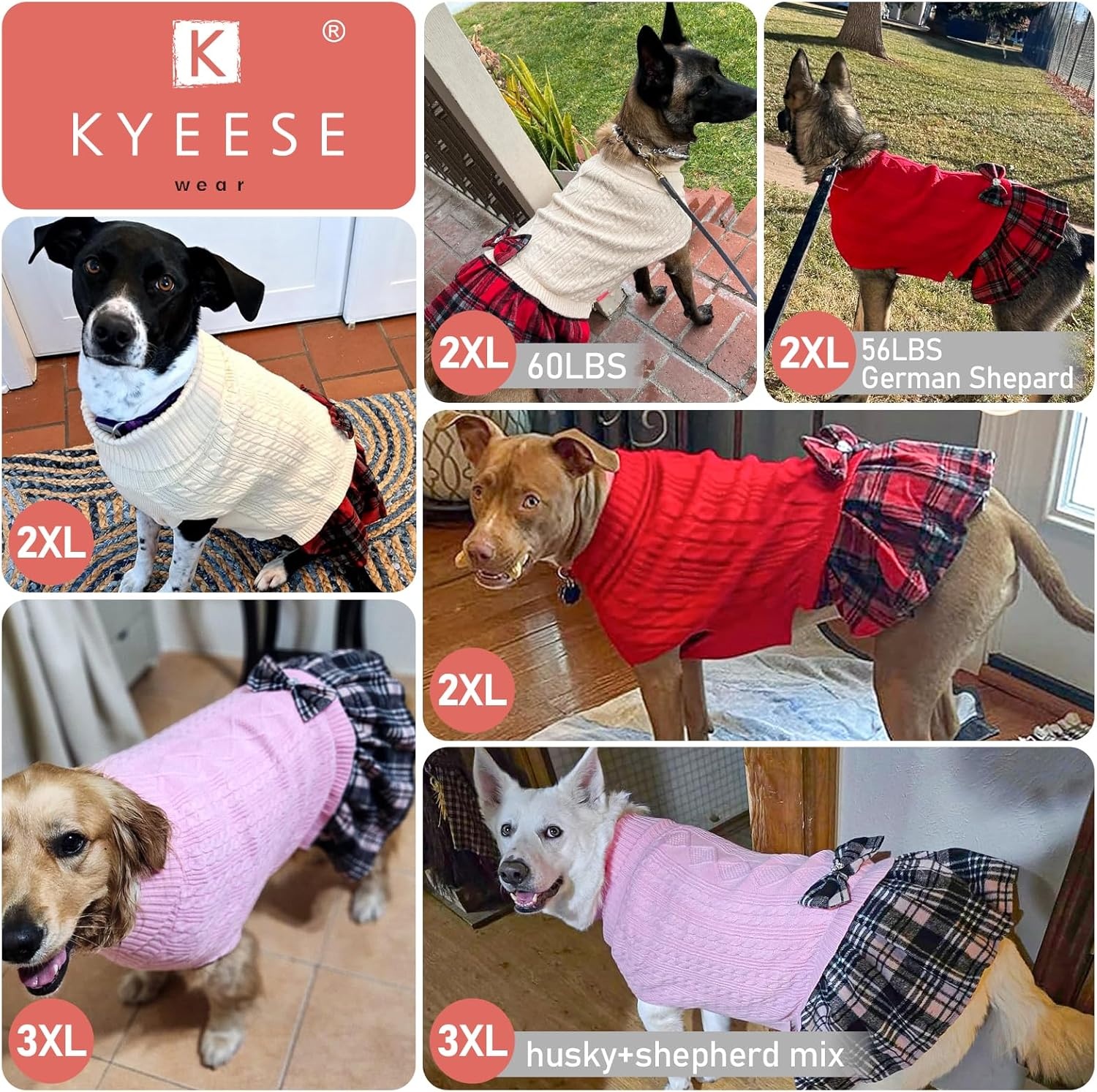 image:imageKYEESE Dog Sweater Thick Dog Sweaters for Small Dogs Male Stretchy Knitwear Pet Sweater Dress Warm Pullover Pet Coats Comfy Dogs Clothes with Bowtie Soft Turtleneck Cat Sweaters Green Medium09 Blue