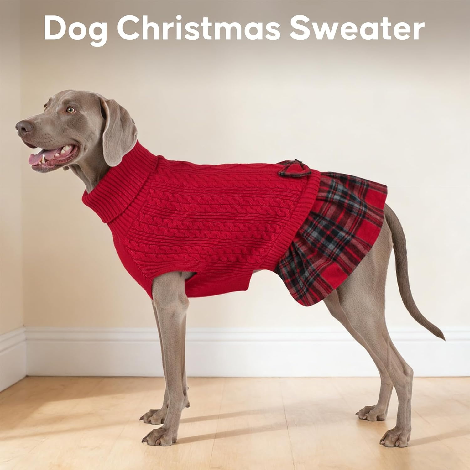 image:imageKYEESE Dog Sweater Thick Dog Sweaters for Small Dogs Male Stretchy Knitwear Pet Sweater Dress Warm Pullover Pet Coats Comfy Dogs Clothes with Bowtie Soft Turtleneck Cat Sweaters Green Medium03 Red